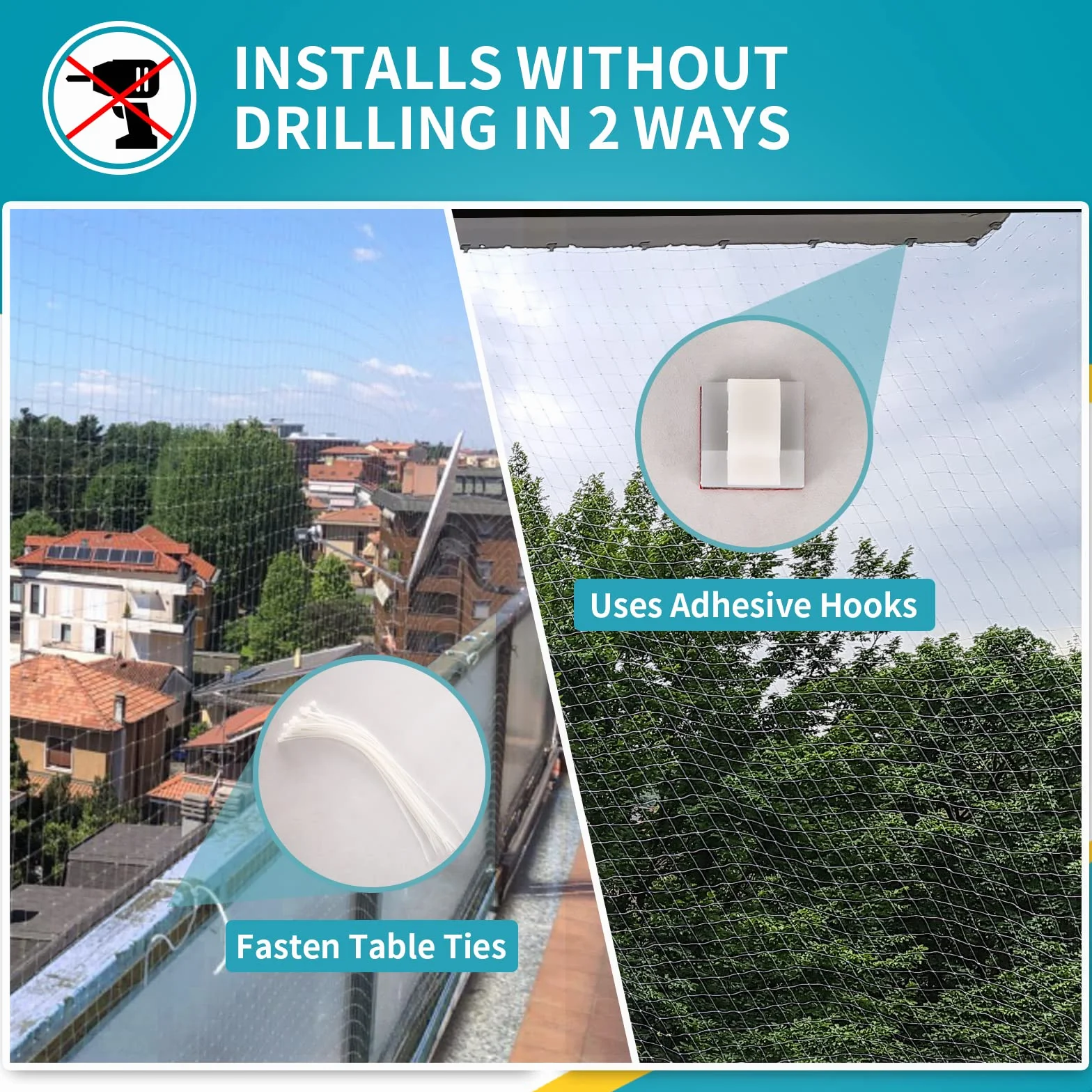 Siatka Ochronna dla Kotów na Balkon – bez Wiercenia, Przezroczysta, Odporna na Warunki Atmosferyczne i Promieniowanie UV, Zabezpieczenie dla Kotów do Okien, Drzwi, Tarasu i Lukarn (5×3m)