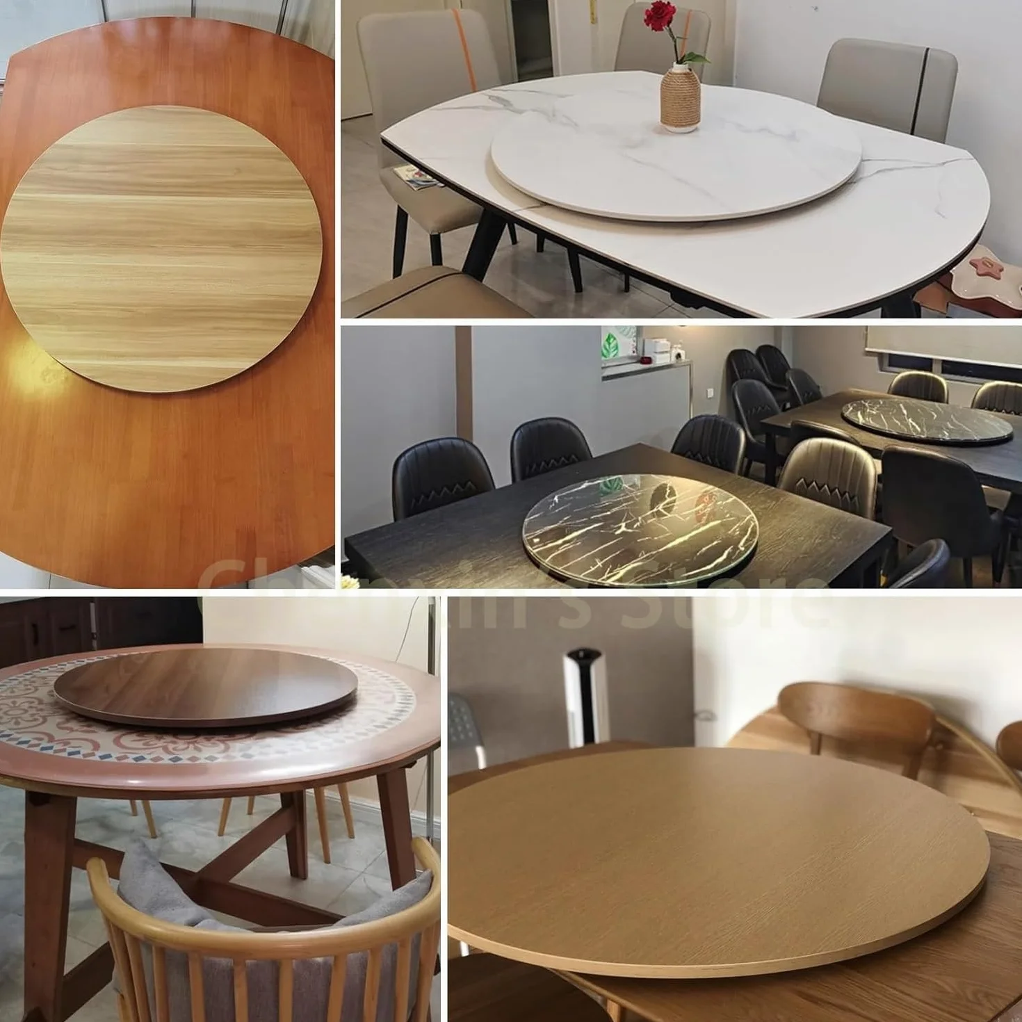 Duża drewniana obrotowa płyta obrotowa na stół jadalny, 82 cm, okrągła drewniana taca do serwowania, łatwe dzielenie się jedzeniem, płynna rotacja, idealna na duże spotkania i imprezy, drewno 32 cale