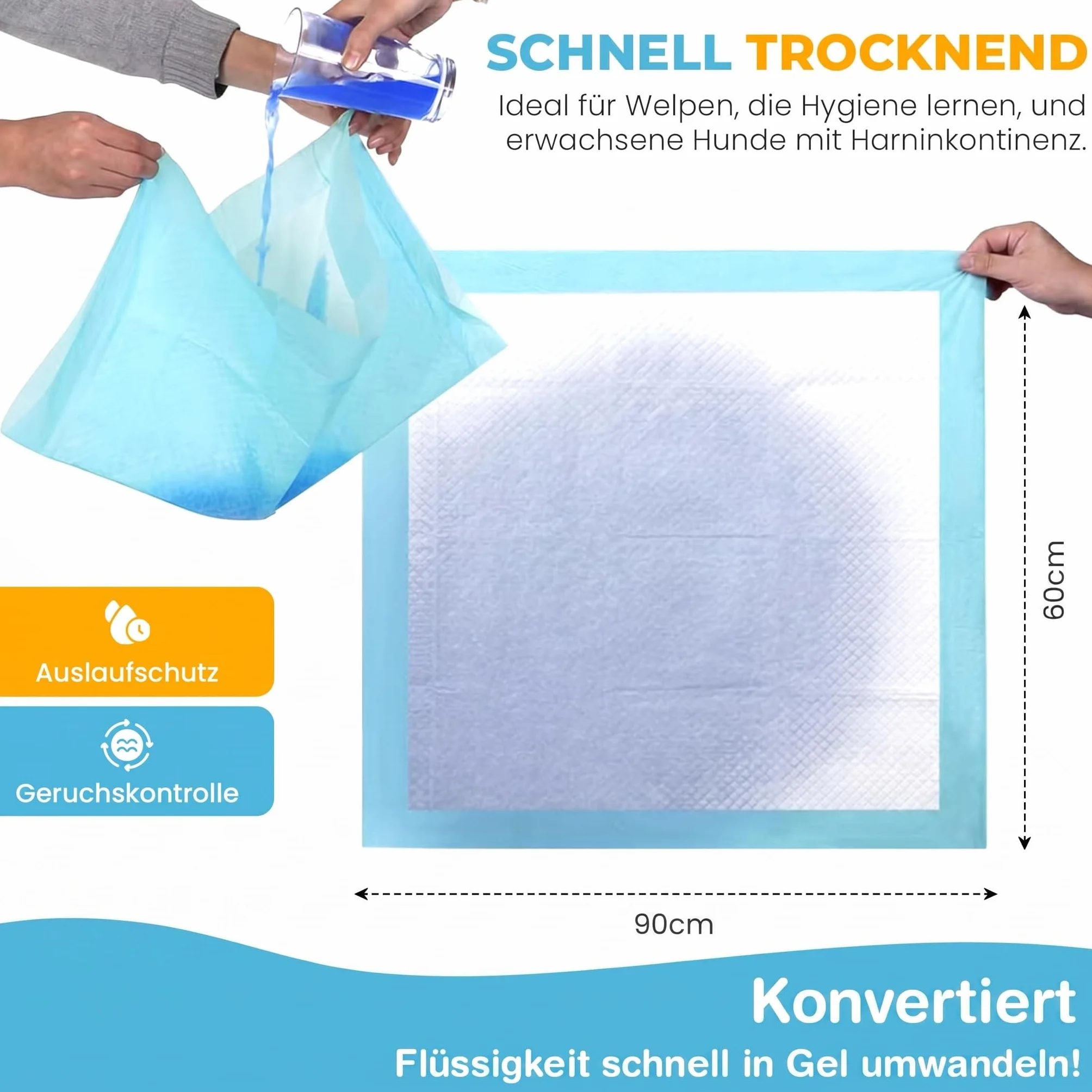 Podkłady higieniczne dla szczeniąt 60x90 cm 50 sztuk 5-warstwowe nieprzemakalne maty treningowe dla psów