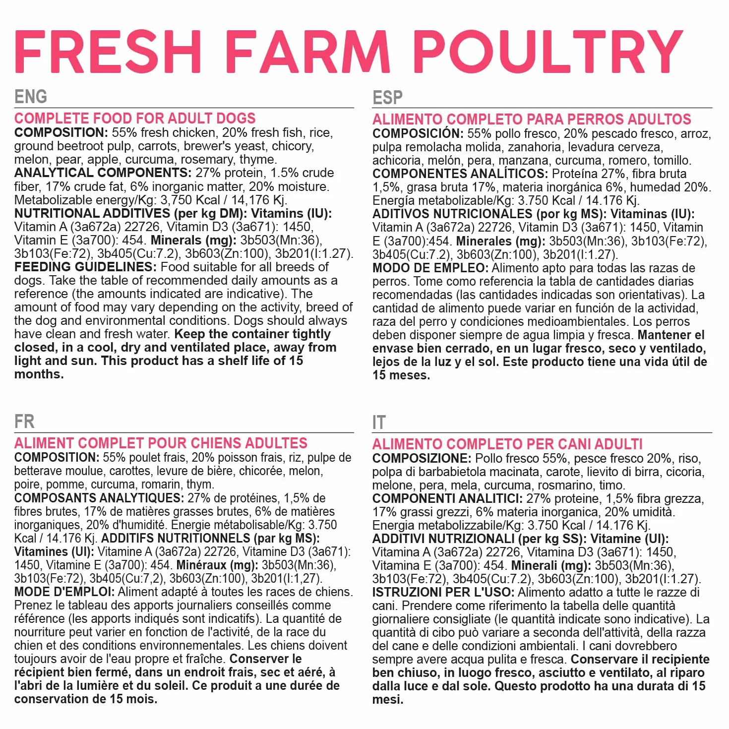 Arquivet Fresh Farm Poultry 2,5 Kg Karma pełnoporcjowa dla psów świeże mięso i ryby