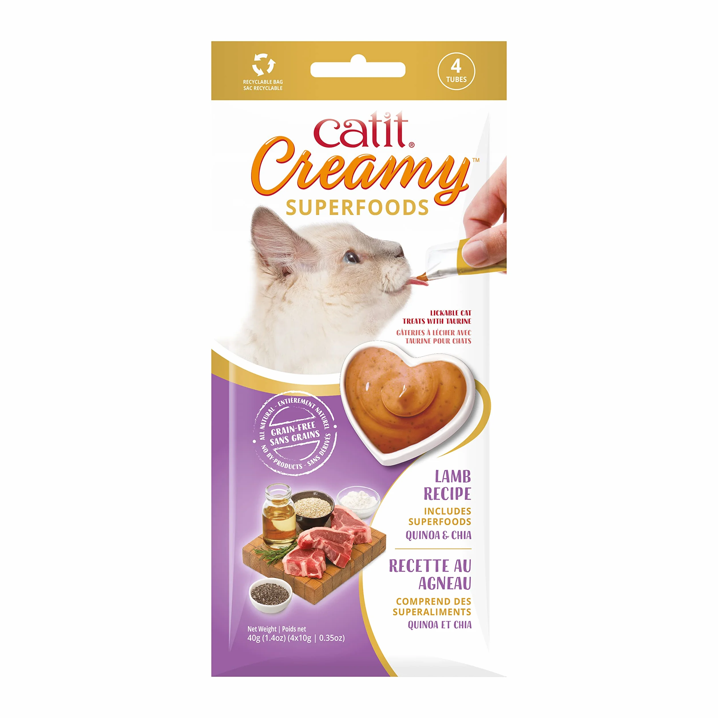 Catit Creamy Superfood pasta do lizania dla kotów z jagnięciną i superfoods quinoa i chia