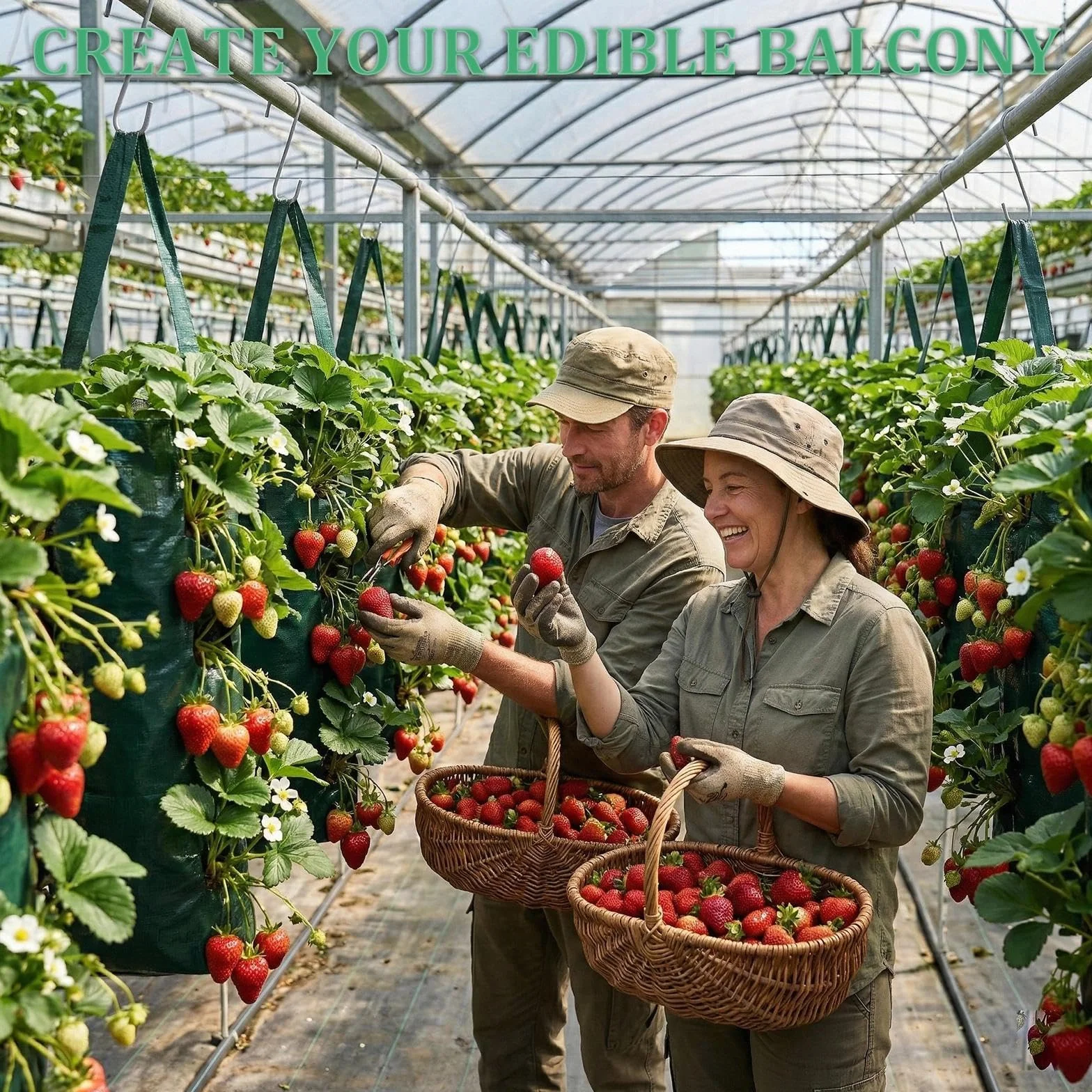 Wiszące Worki na Rośliny, 2 Sztuki z 8 Otworami, Wieża Truskawkowa do Użytku na Zewnątrz, do Truskawek, Pomidorów, Ziół, Warzyw, 70 × 60 × 25 cm
