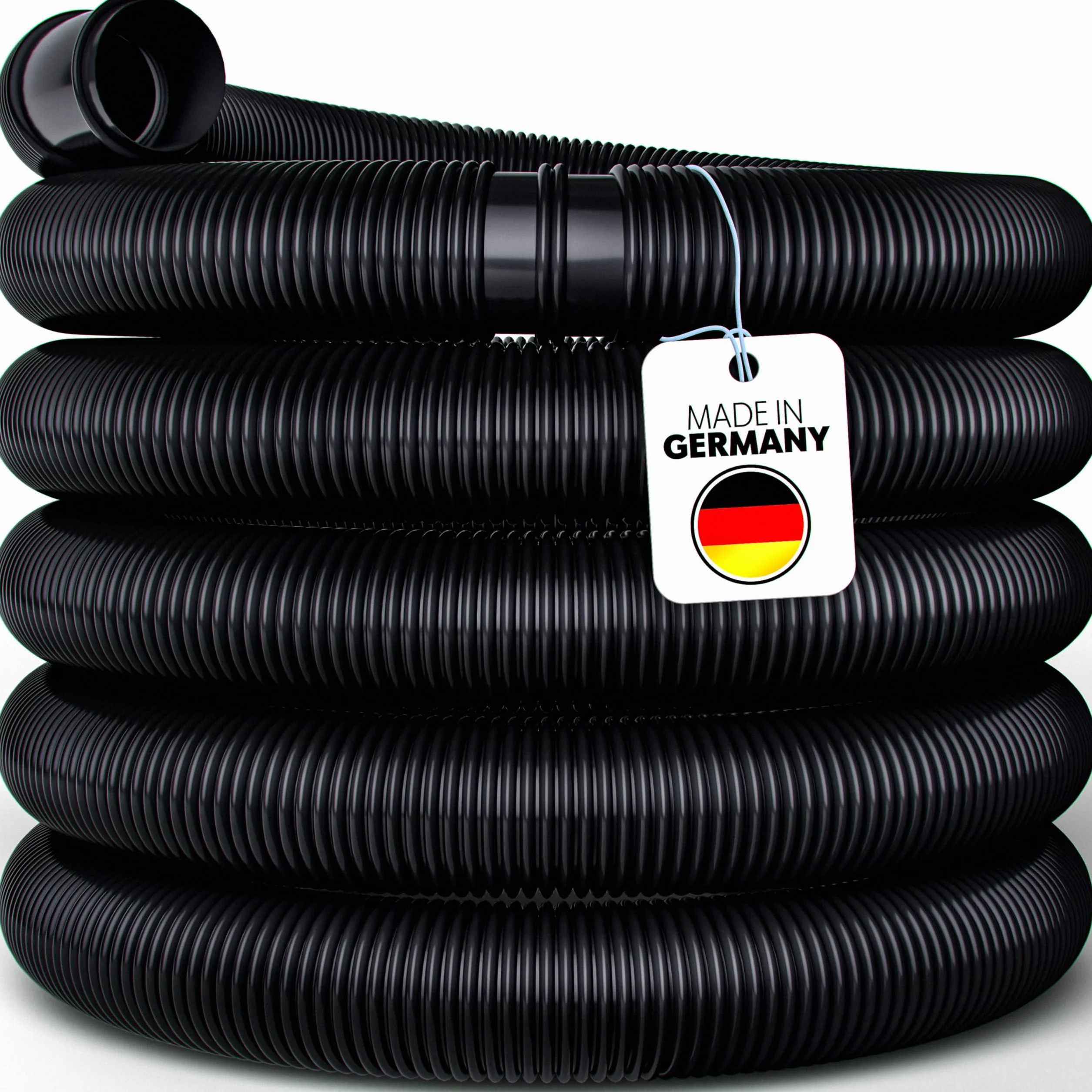 poolomio Wąż basenowy 38 mm / 6 m czarny | elastyczny wąż solarny do pompy basenowej, ogrzewania basenu i maty solarnej | stabilny wąż pompy 1 1/2", odporny na promieniowanie UV, wąż ssący