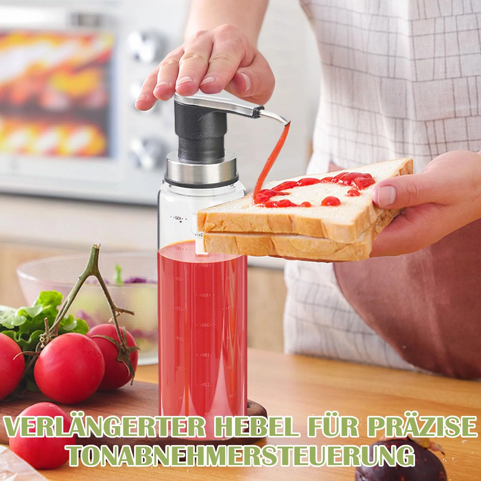 Szklana butelka na sosy, dozownik keczupu 500 ml, butelki na sosy z 304 pompkami ze stali nierdzewnej, dozownik syropu z liniami skórki, dozownik sosu do sosu ketchupowego, sosu sałatkowego