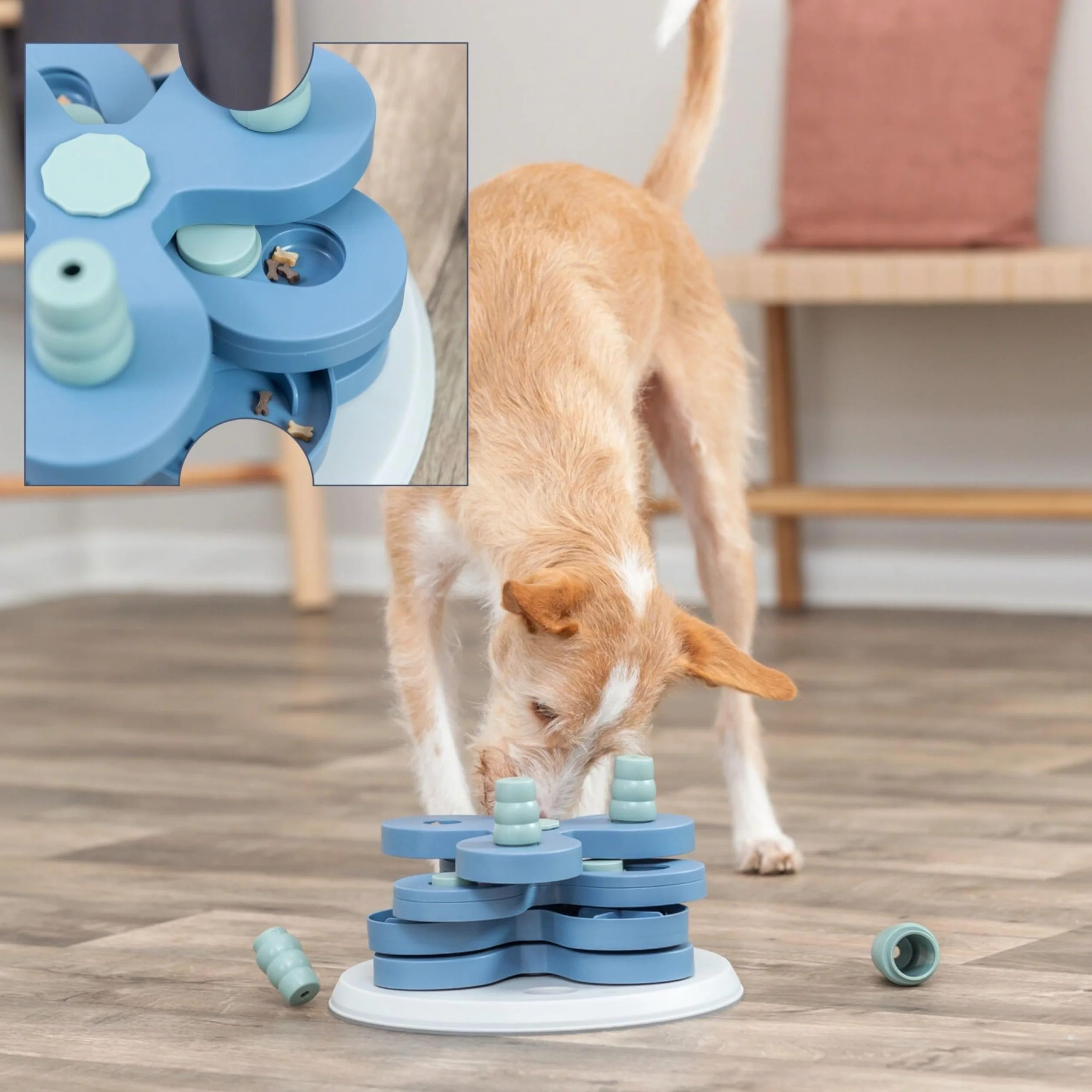 TRIXIE Zabawka dla psa inteligencja Dog Activity gra strategiczna "Flower Tower" – wymagająca zabawka inteligencyjna dla psów do pracy, ø 30 x 13 cm – 32000