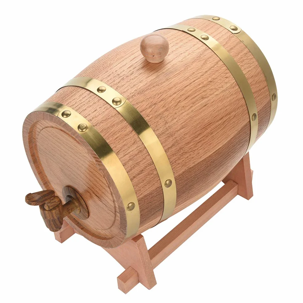 Dozownik beczek na wino w stylu vintage, z drewna dębowego, pojemność 3 l, nadaje się do whisky, bourbona, tequili