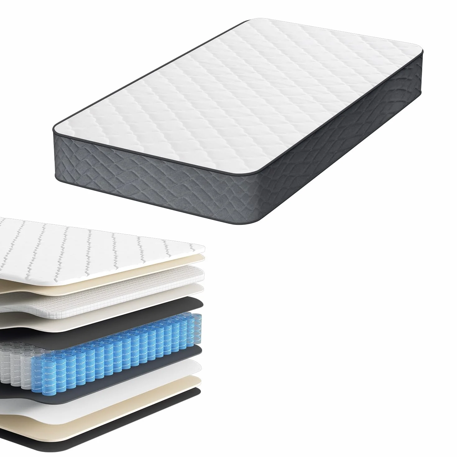 Materac ze sprężynami kieszeniowymi 160 x 200 cm, ergonomiczny stopień twardości H3, z 7-strefowym materacem, certyfikat Öko-Tex® i CertiPUR®, wysokość 22 cm