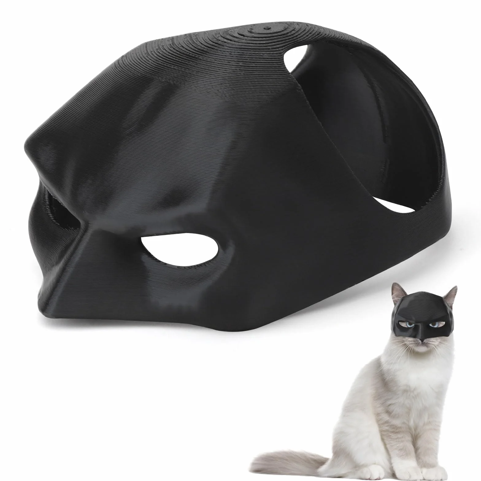 HENGBIRD Maska dla kotów Batman, czarna maska nietoperza, kostium Batcat Halloween 13 cm