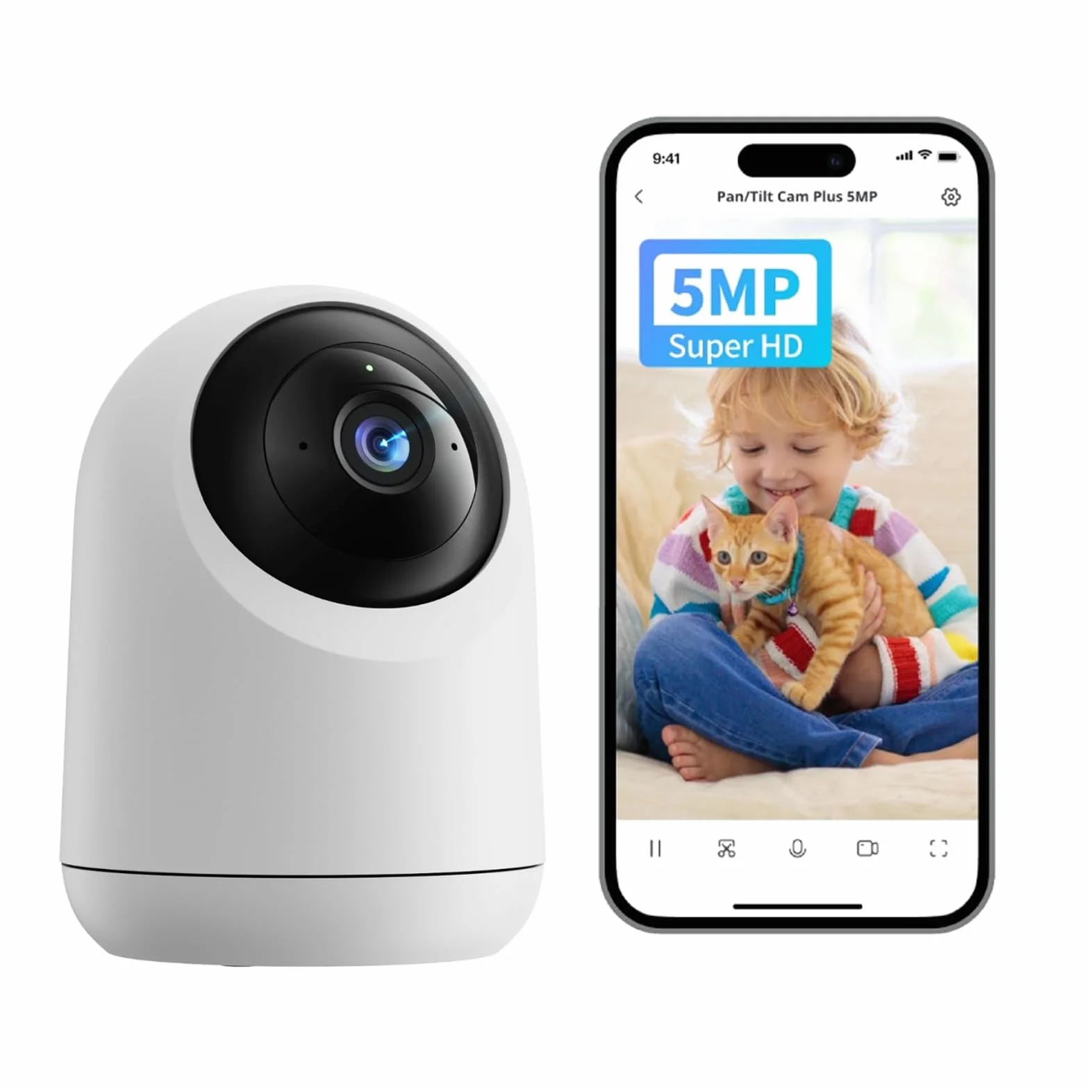 SwitchBot Kamera wewnętrzna 3K/5MP - Pan/Tilt Baby & Pet Monitor, 2,4 G Wi-Fi, noktowizor, 2-drożny dźwięk, śledzenie 360°, tryb prywatności, Alexa, Cloud & SD Storage.