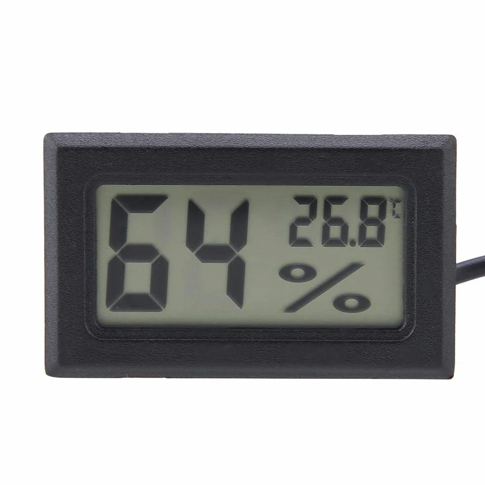 Mini termometr higrometr wbudowany cyfrowy miernik temperatury i wilgotności LCD z zewnętrzną sondą do inkubatora nasiadka akwarium dla gadów (-50°C ~ 70°C)
