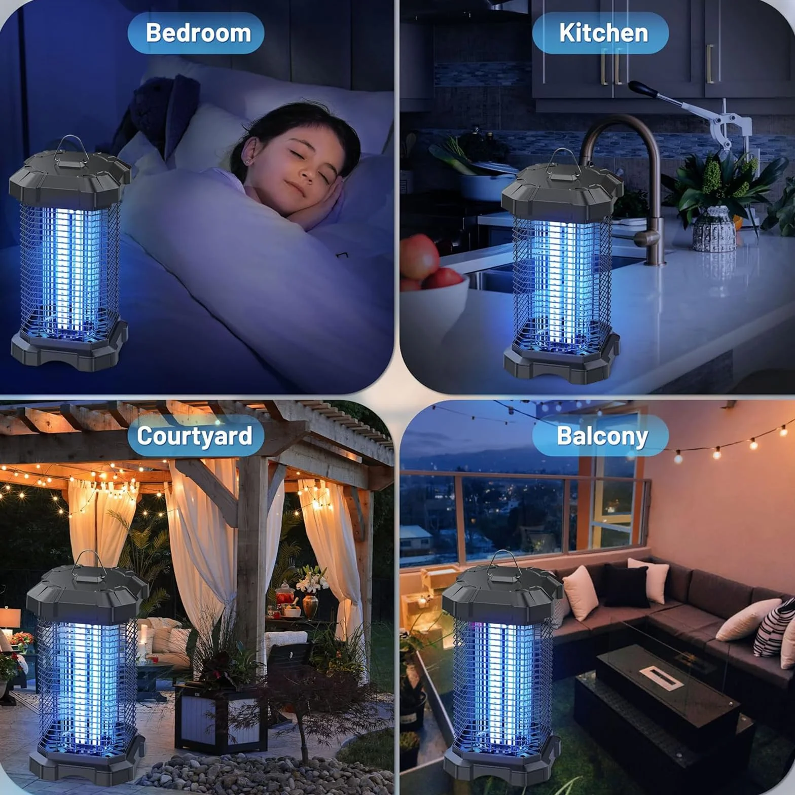 Lampa Przeciwkomarowa 4200V, Elektroniczna Pułapka na Komary, Muchy i Owady, 18W Światło UV do Wnętrz i Na Zewnątrz, Lampa na Moskity