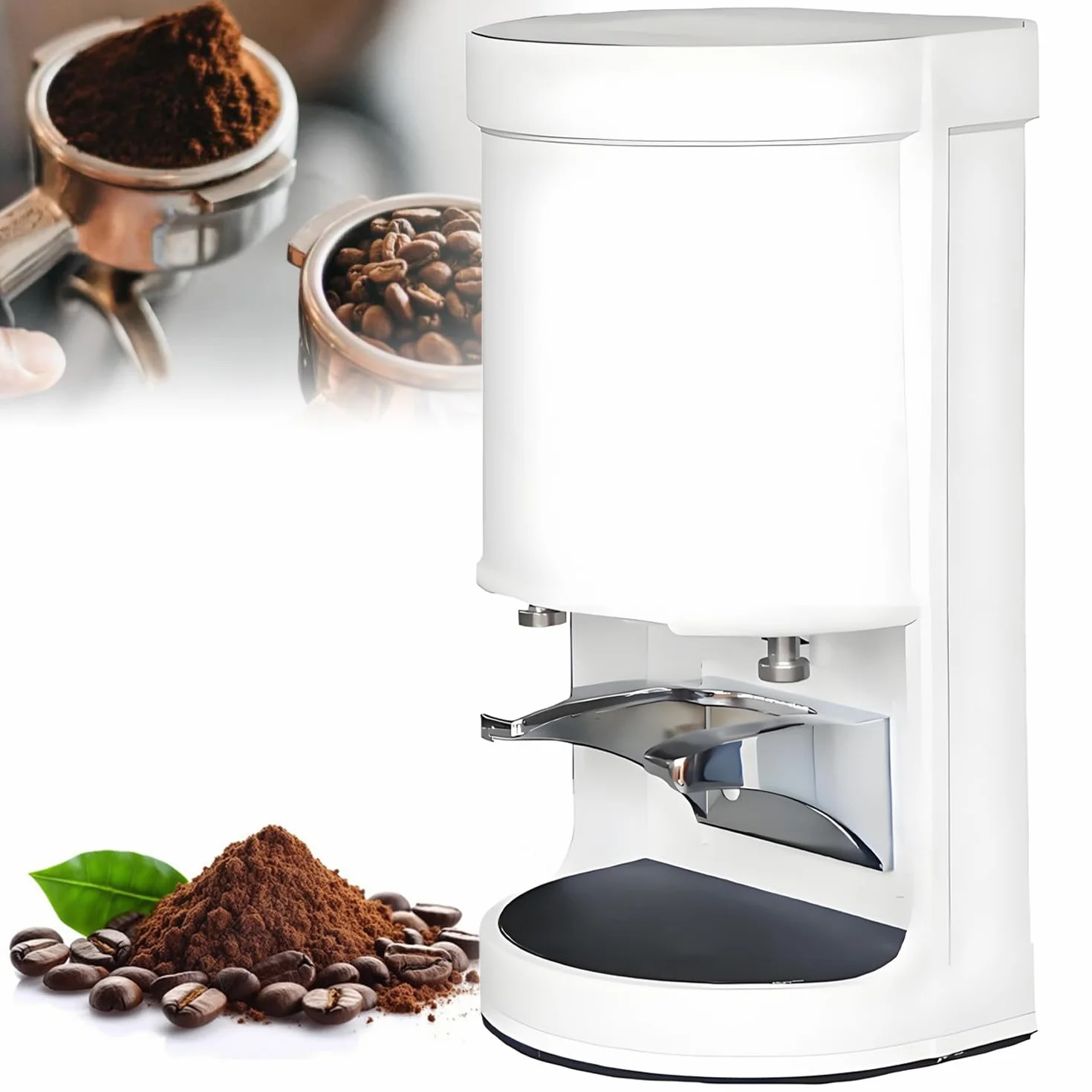 Ubijak do kawy 58 mm, automatyczna elektryczna prasa do kawy ziarnistej espresso, 1-3 cykle ubijania, ciśnienie 5-30 kg, do kawiarni i użytku domowego White-Flat