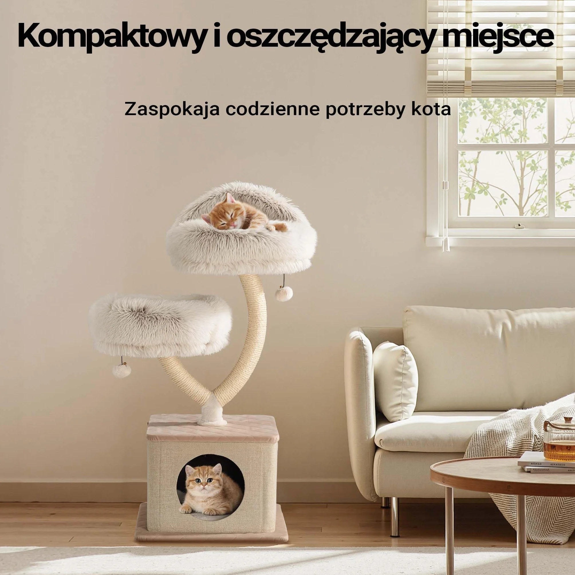Fudajo Drapak dla kota 95cm w stylu gałęzi z pluszem jaskinią i sizalem drzewko z gruszy