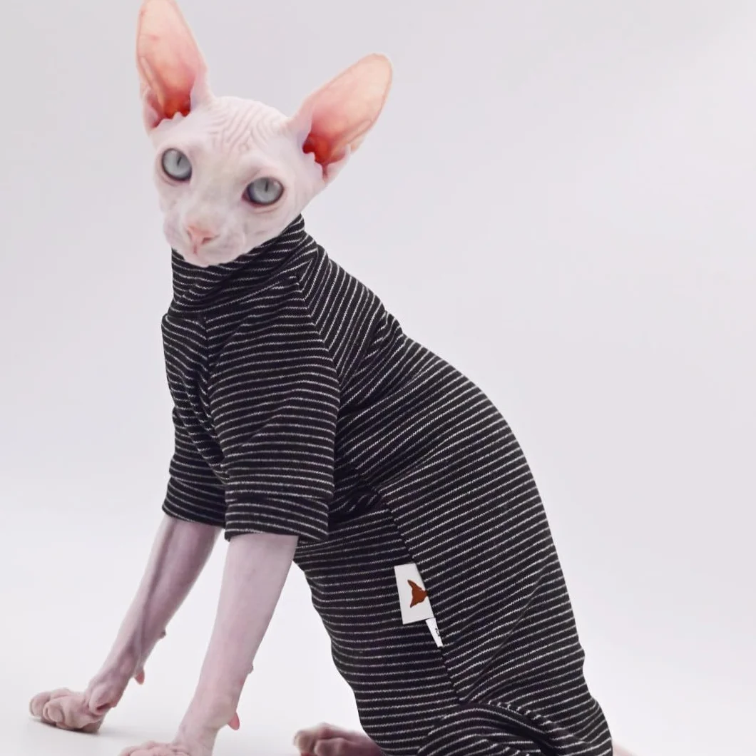 Bezwłosy ubranka dla kotów z czterema nogami, aksamitna, ciepła, jesienno-zimowa odzież dla kota Sfinksa, kot Devon Rex, Cornish (M)