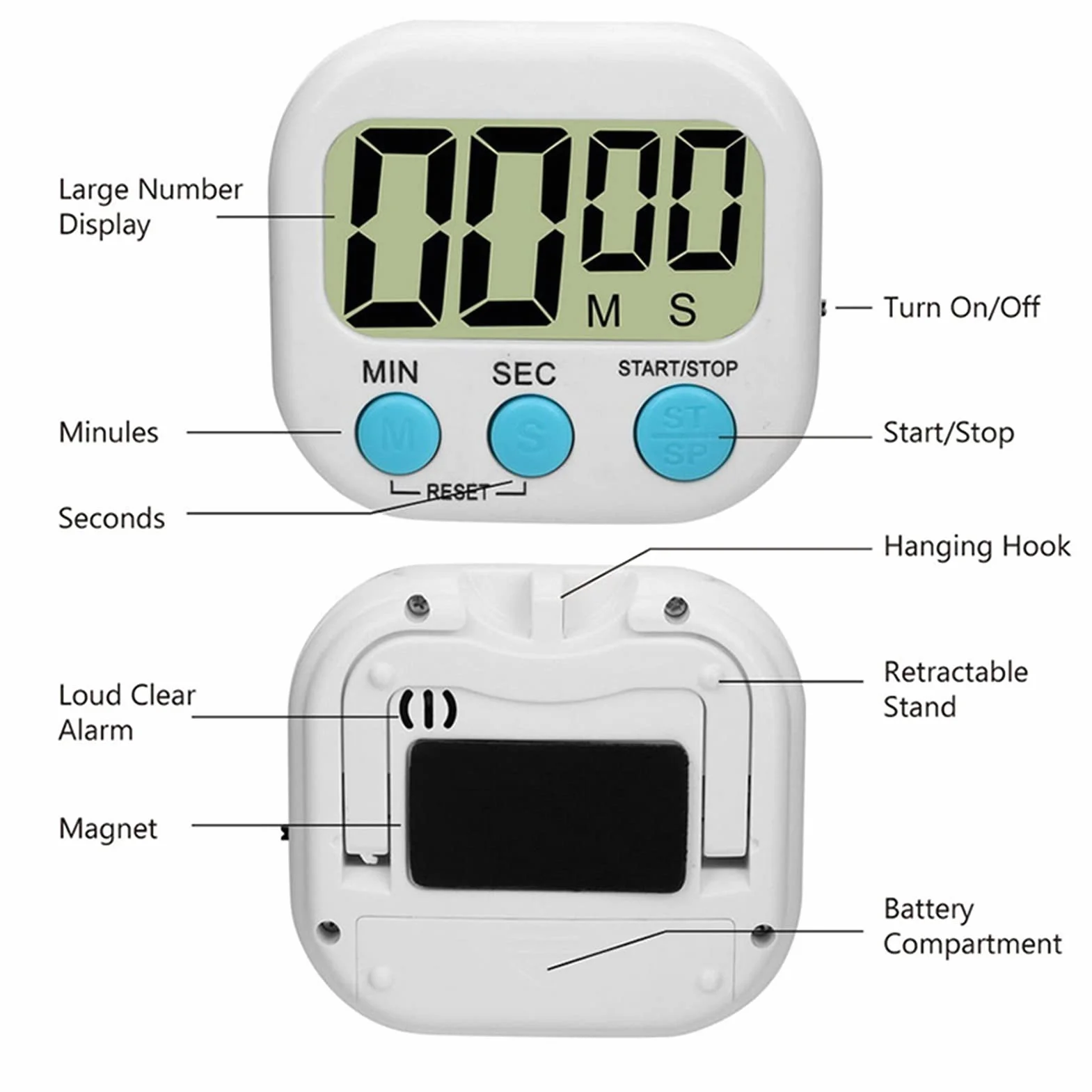 Timer Kuchenny Timer narzędzi kuchennych cyfrowy PROWADZONY Wyświetlacz Timer kuchenny Zegar Gotowy Budzik Budzik Sportowy Kuchnia Zegar Narzędzie Kuchenne Minutniki Kuchenne (Color : D)