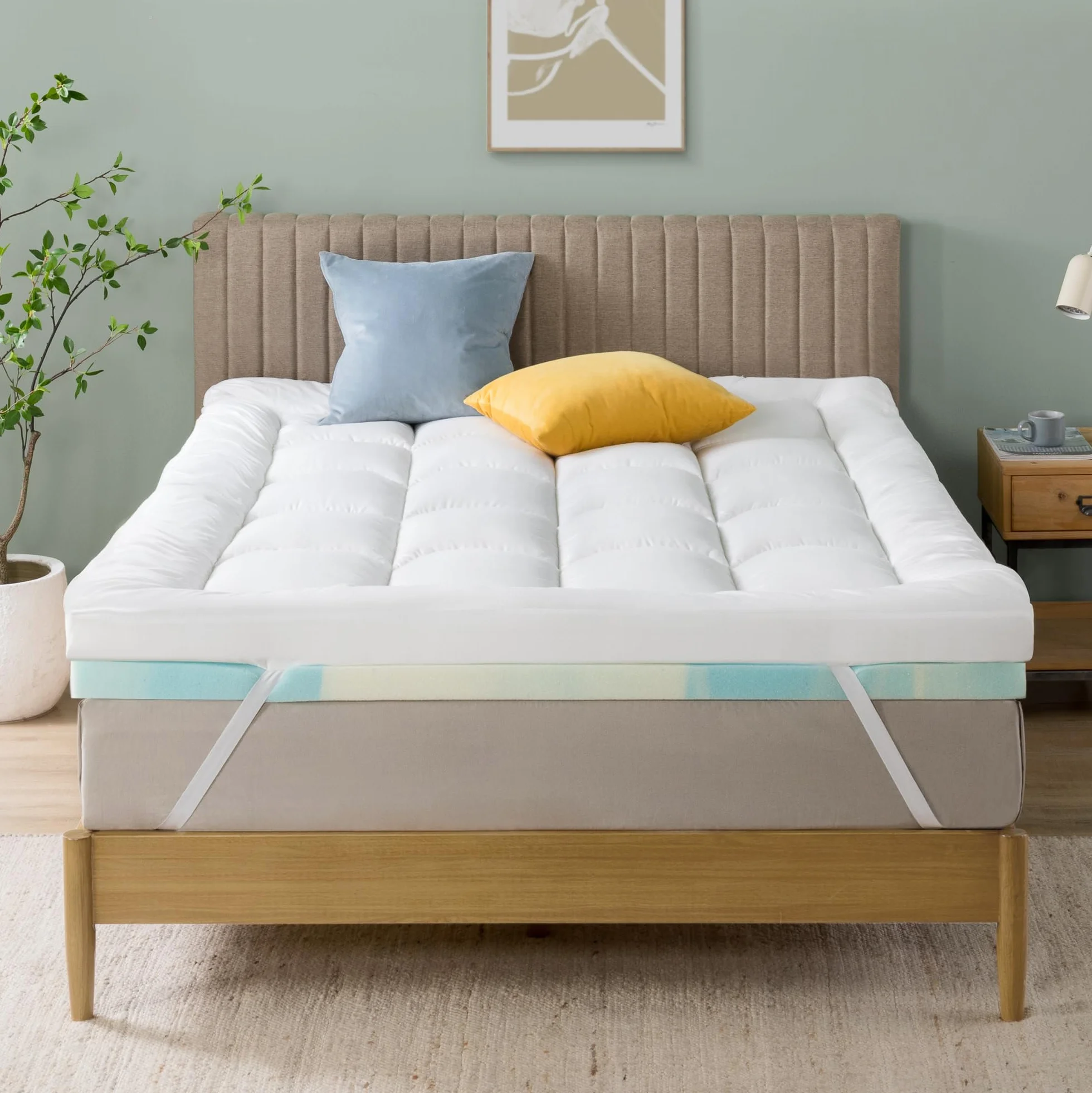 Zinus Mattress Topper, poliester, biały, 190 x 160 cm