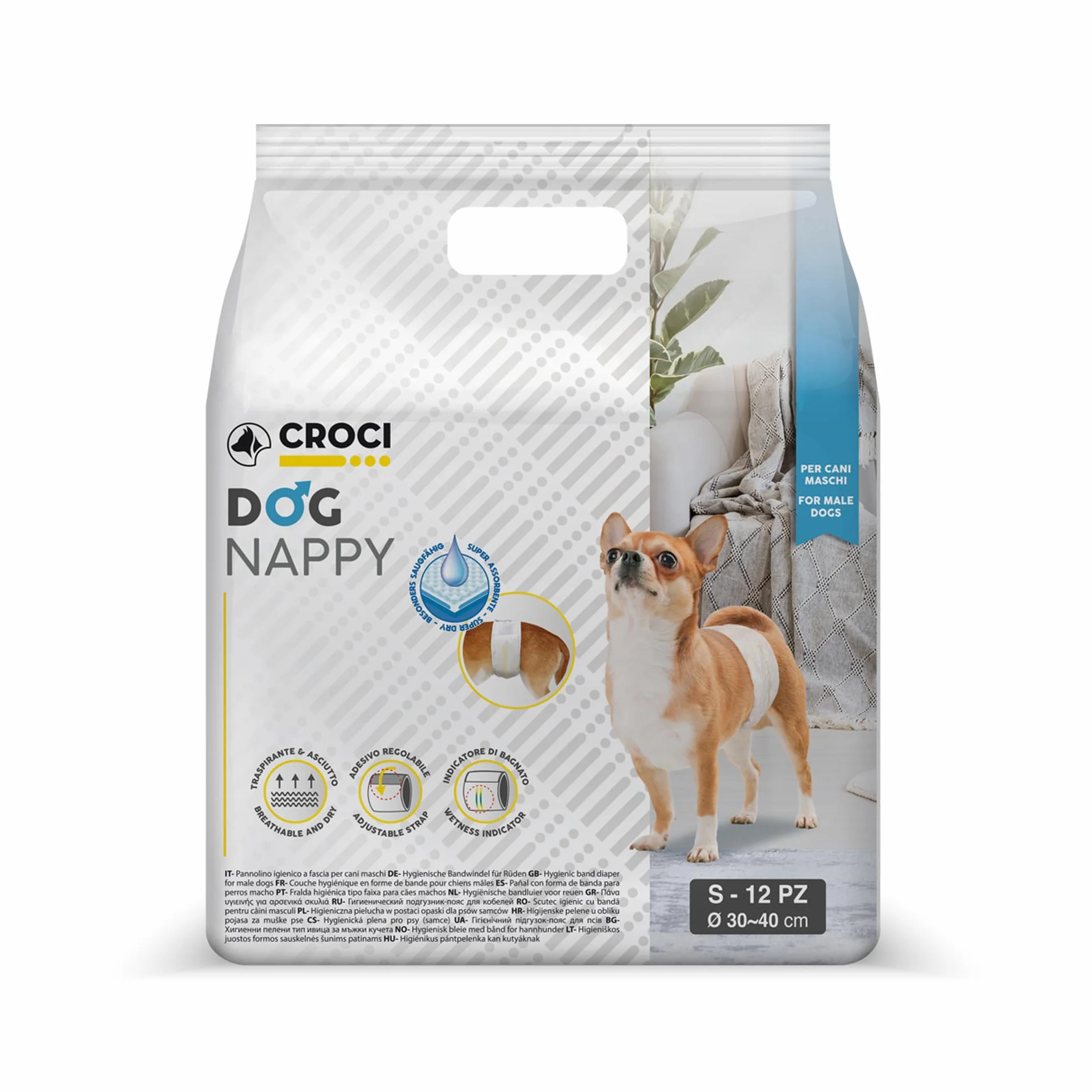 Croci Pieluchy dla psa bezzapachowe jednorazowe 12 sztuk rozmiar S 30-40 cm