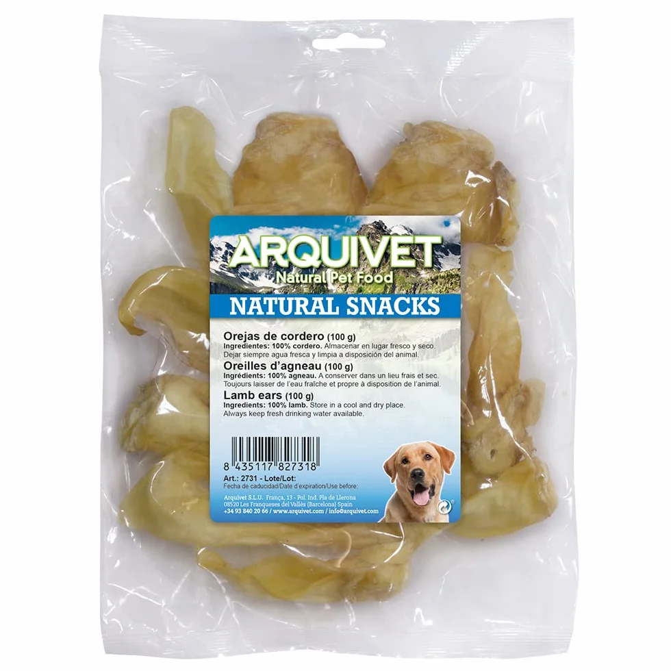 ARQUIVET Ucho jagnięce dla psów 100 g - naturalne przekąski