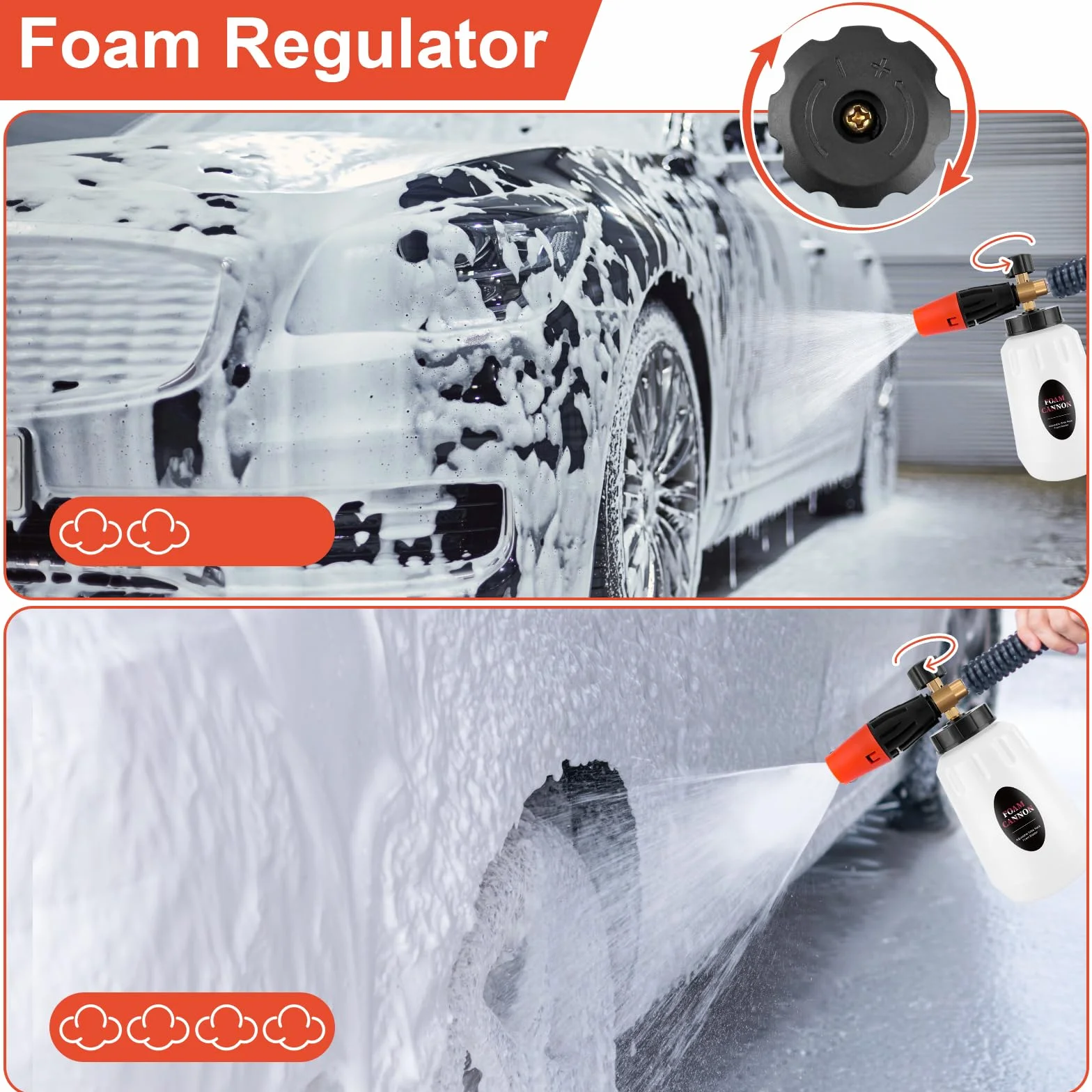 Pistolet piankowy do śniegu (1 l, regulowany, dysza piankowa z szybkozłączem 1/4 do myjki wysokociśnieniowej)