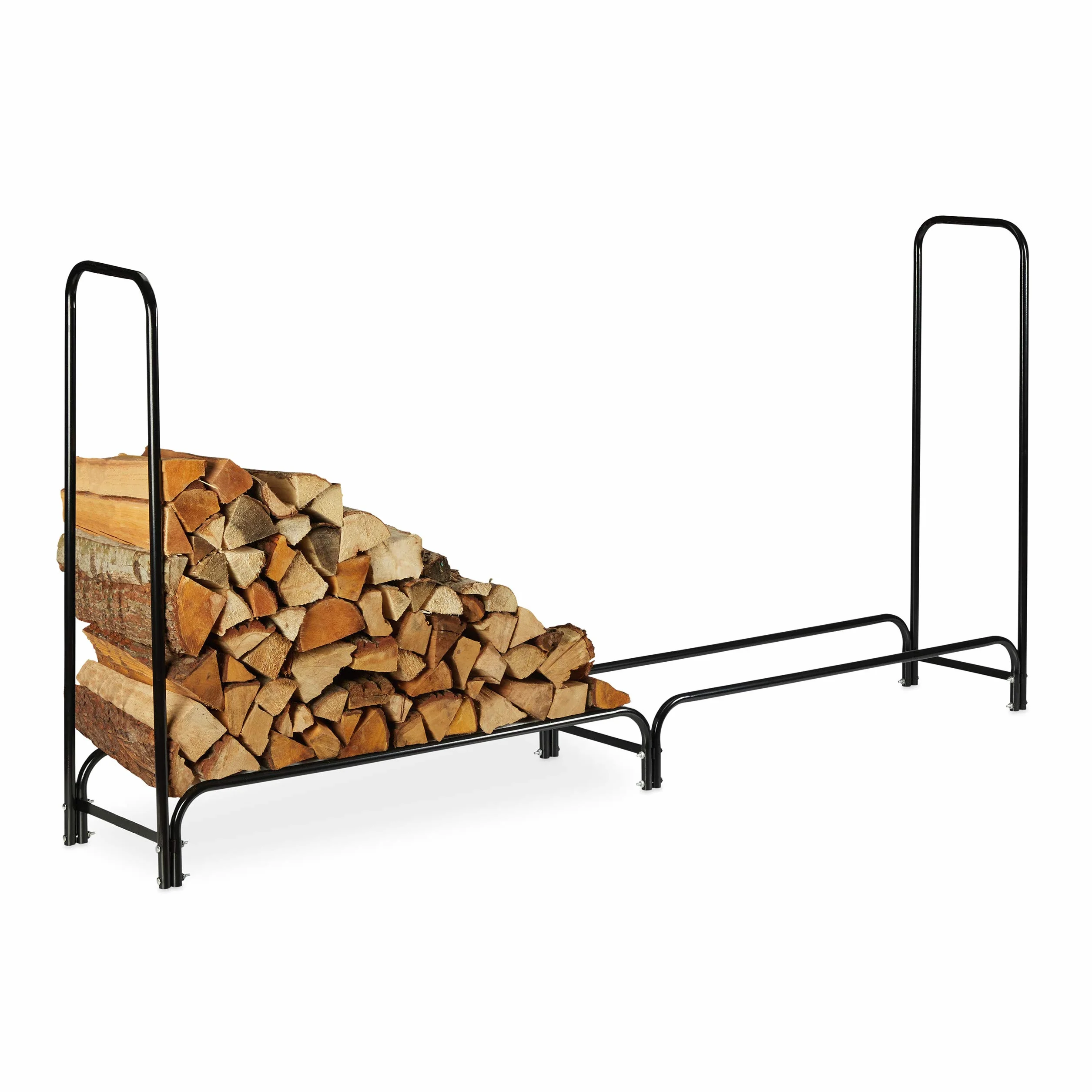 Relaxdays Regał na drewno kominkowe, bardzo szeroki, na duże zapasy drewna, stojak na drewno kominkowe, metal, wys. x szer. x głęb. 122 x 245 x 40 cm, czarny