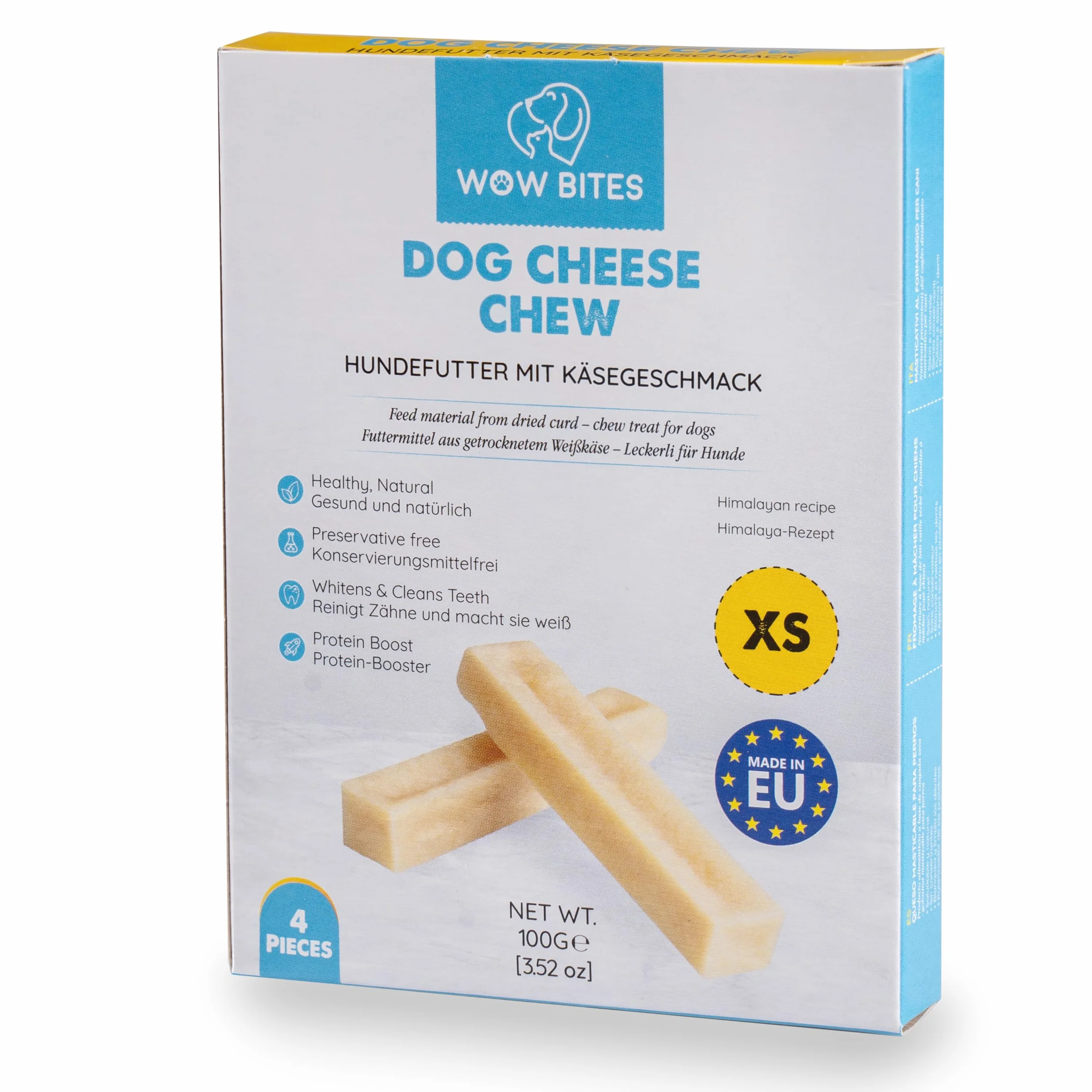 WOW BITES Premium ser do żucia dla psa, kość serowa z Himalajów 100g, 4 sztuki XS