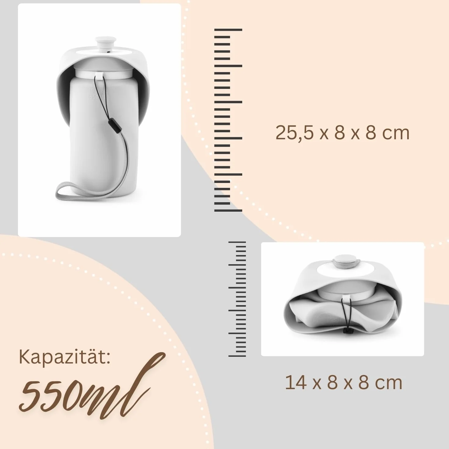 PetLove Butelka na Wodę dla Psa 550 ml Składana Miska Przenośna