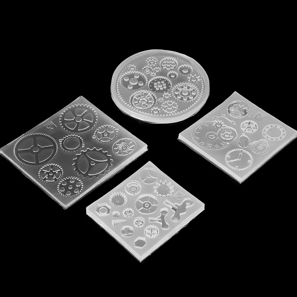 4 szt./zestaw silikonowa forma w kształcie zębatki, 3D czekoladowe ciasto kremówka silikonowa forma DIY żywica biżuteria wisiorek dekoracja do dekoracji tortu cukrowego babeczka
