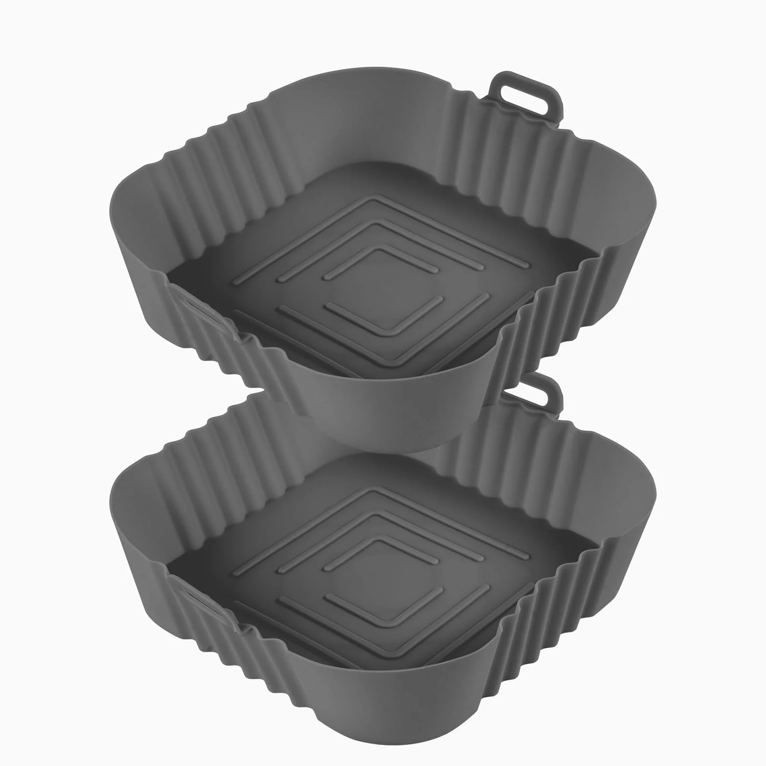 Vicloon 2 szt. Silikonowy garnek do frytownicy beztłuszczowej, bardzo miękki, do wielokrotnego użytku, kwadratowy, zamiennik, szary, 20 cm