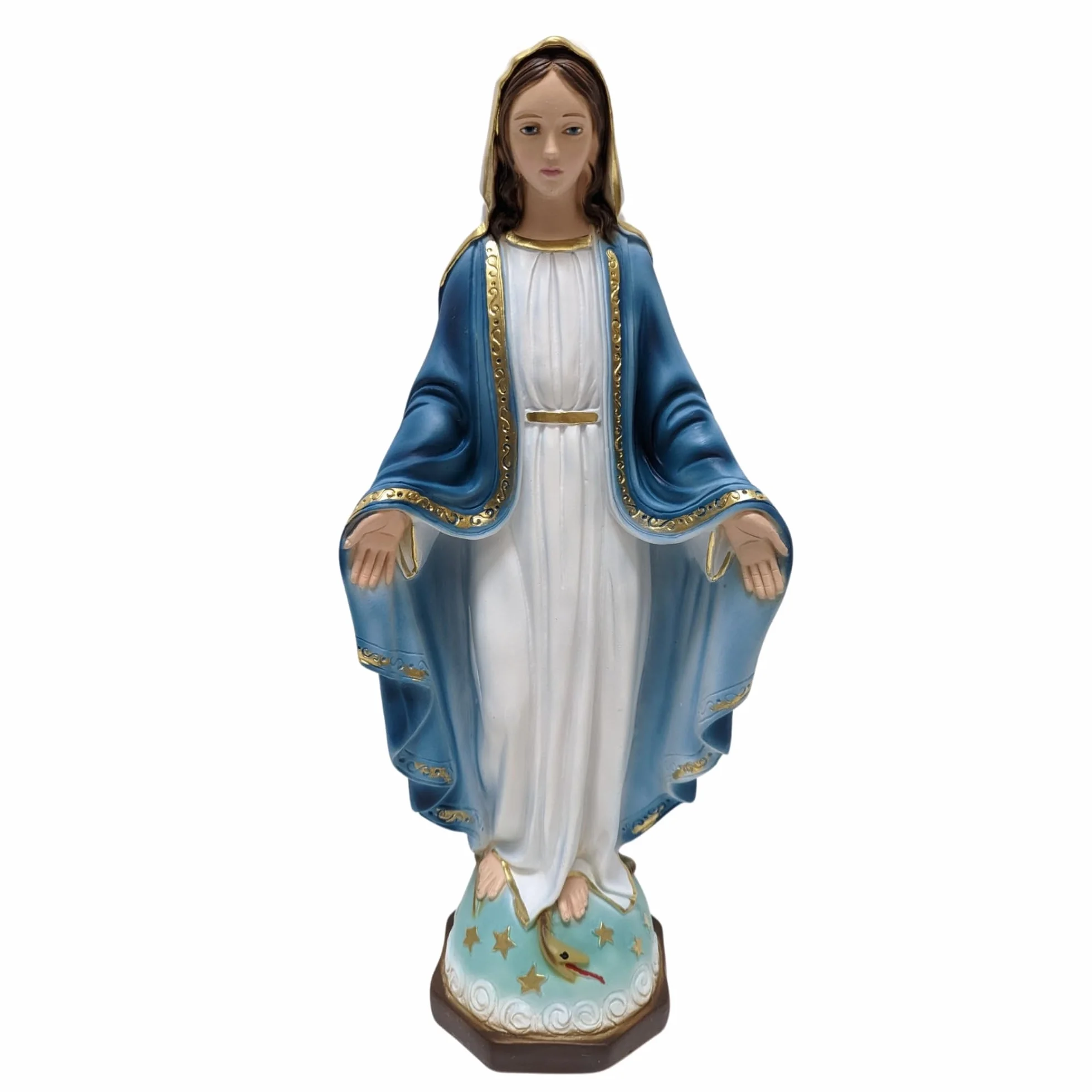 OVUNQUE PROTEGGIMI Figurka Matki Bożej Niepokalanej lub Cudownej 40 cm, marmurowy proszek, do wnętrz i na zewnątrz, figurka Matki Bożej ręcznie wykonana w Toskanii