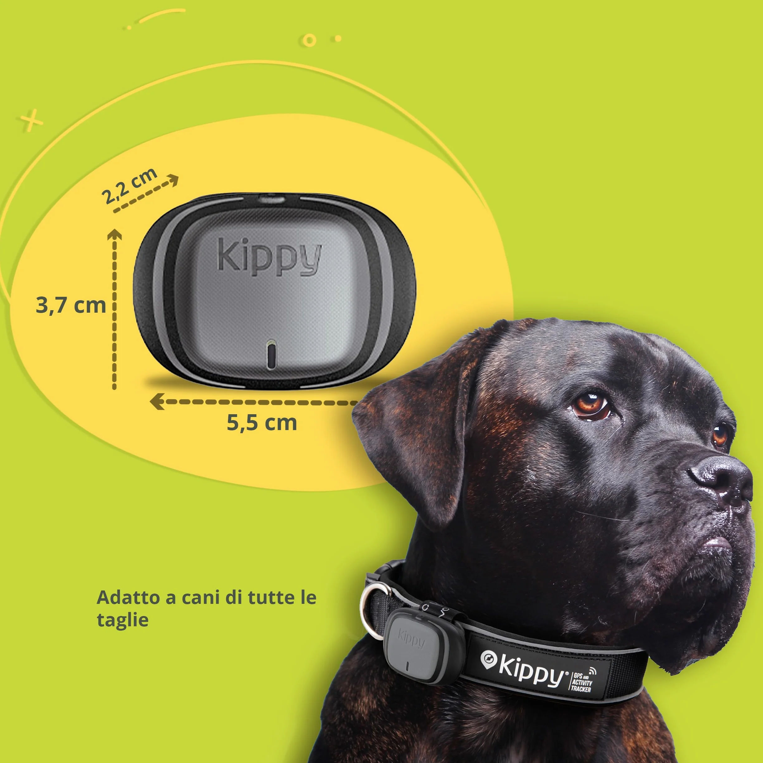 Kippy EVO Obroża GPS Monitor Aktywności dla Psa Kota 38g Wodoodporna Bateria 7 dni Kamiennoszary
