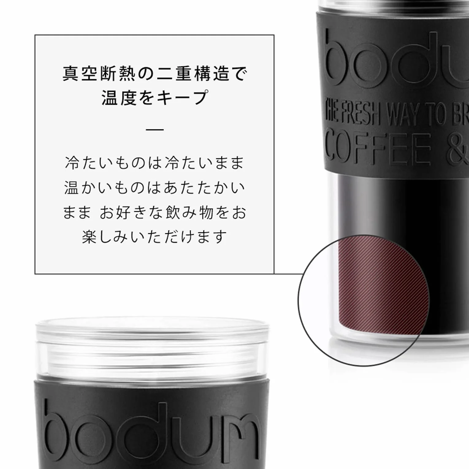 BODUM K11102-01 zestaw pras podróżnych do kawy z dodatkową pokrywką, 0,35 l / 12 uncji - czarny