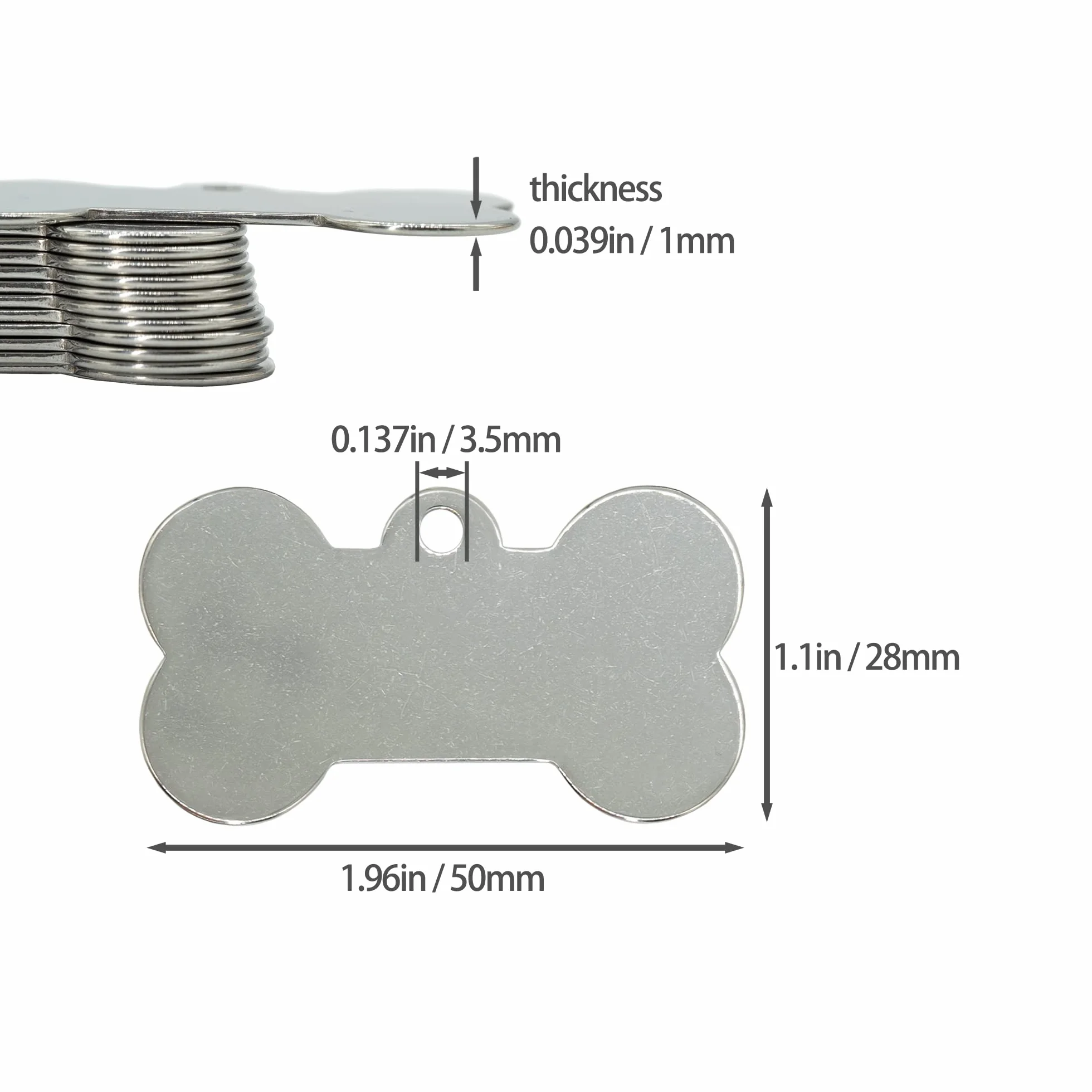Puste zawieszki dla psów w kształcie kości 304 ze stali nierdzewnej do stemplowania puste grawerowanie 50 * 28 mm 25 sztuk
