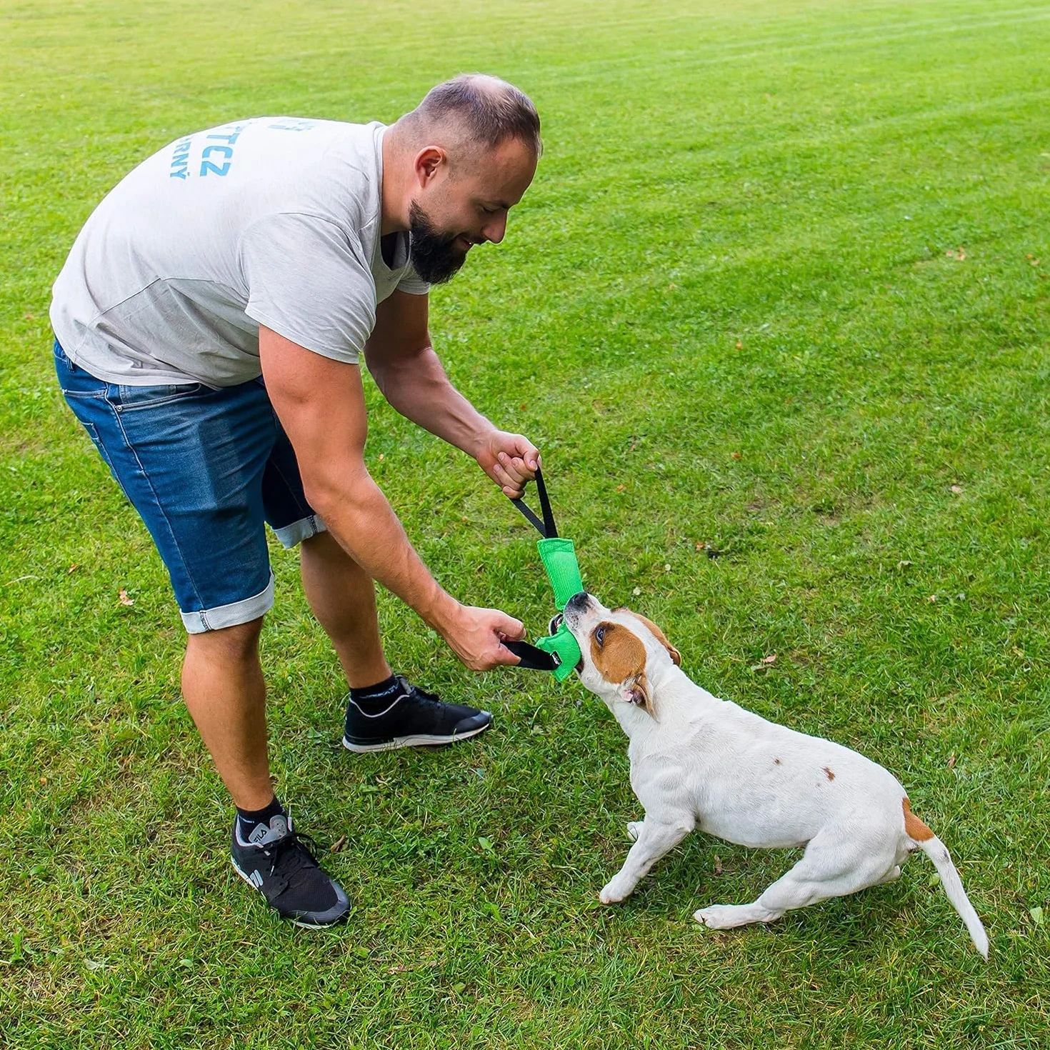 Bull Fit Szarpak dla psa 30 cm, z dwiema rączkami - Bardzo wytrzymała zabawka dla psów do treningu obronnego i kynologii sportowej - Mocny Szarpak z materiał ringowy, Aport Dummy czarny