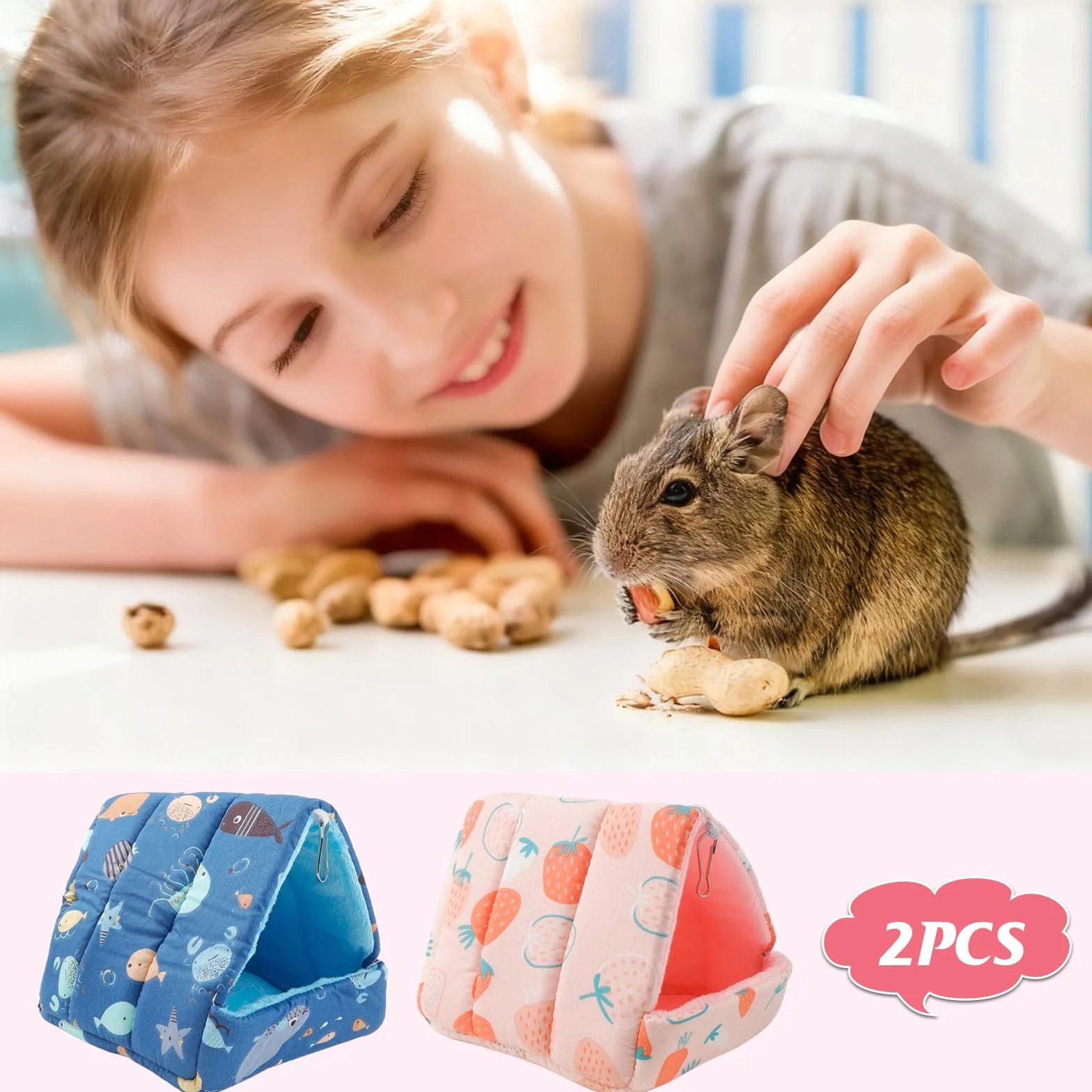 2-częściowe legowisko dla świnki morskiej, zmywalna jaskinia do przytulania, jaskinia dla świnki morskiej, akcesoria do klatek królików karłowatych, szynszyli, chomików, jeży, fretek