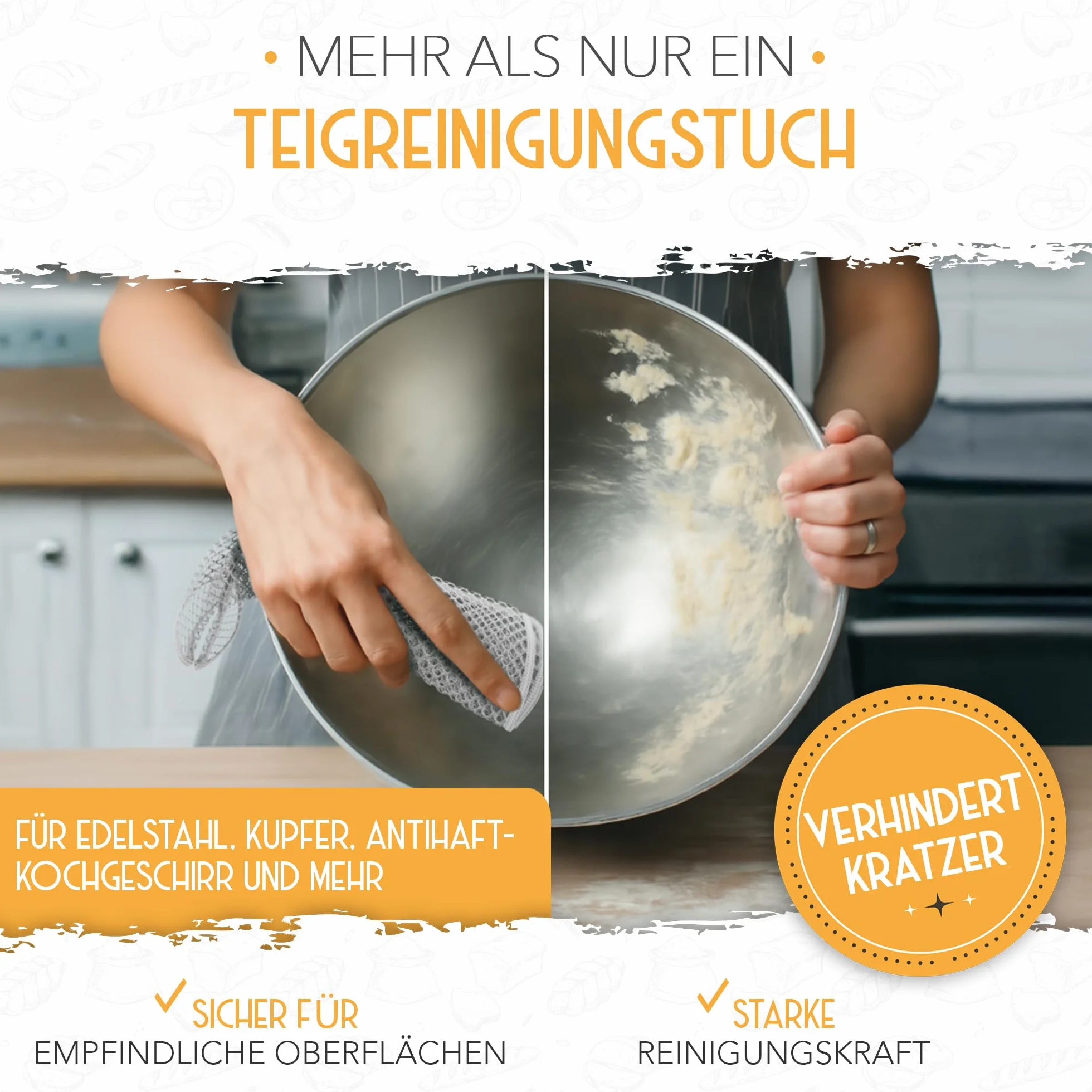 KRUSTENZAUBER Zestaw 2 ściereczek do czyszczenia ciasto do uporczywych pozostałości podczas pieczenia chleba