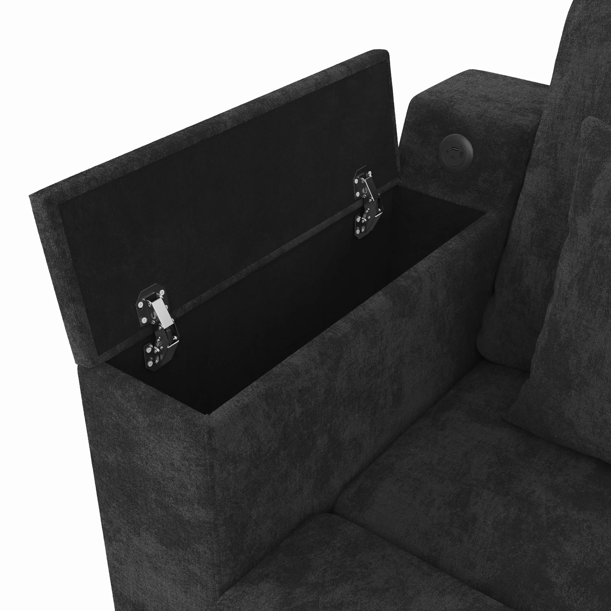 3-osobowa sofa 3 w 1 z funkcją spania, metalowa rama, miejsce do przechowywania, USB i podłokietniki, do salonu i sypialni, wielofunkcyjna, szara