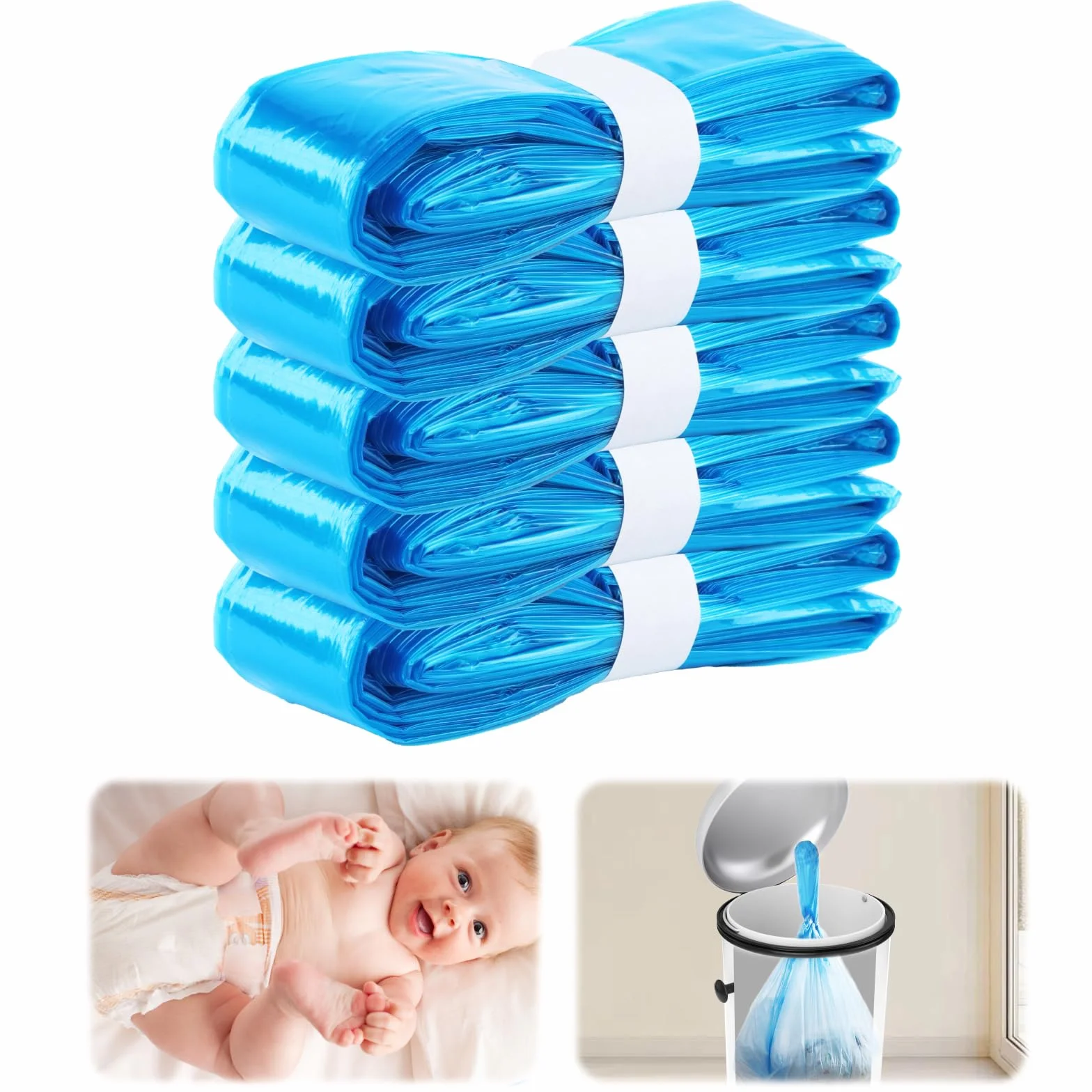 Folia uzupełniająca do wiadra na pieluchy 4,5 m 5 sztuk kompatybilna z Litter Genie Angelcare Tommee Tippee Littycat antyzapachowa