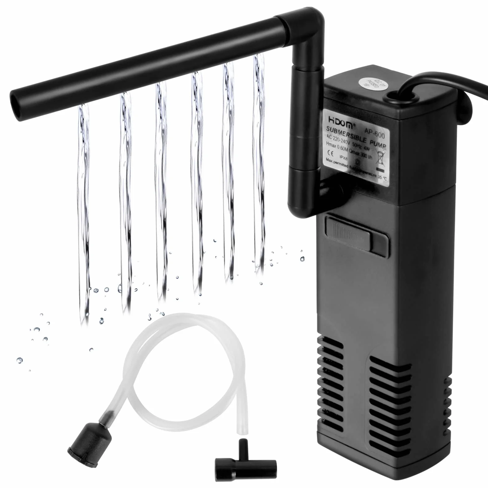 Filtr akwariowy wewnętrzny 4 W 300 L/H pompa z gąbkami filtrującymi do akwarium 60 L