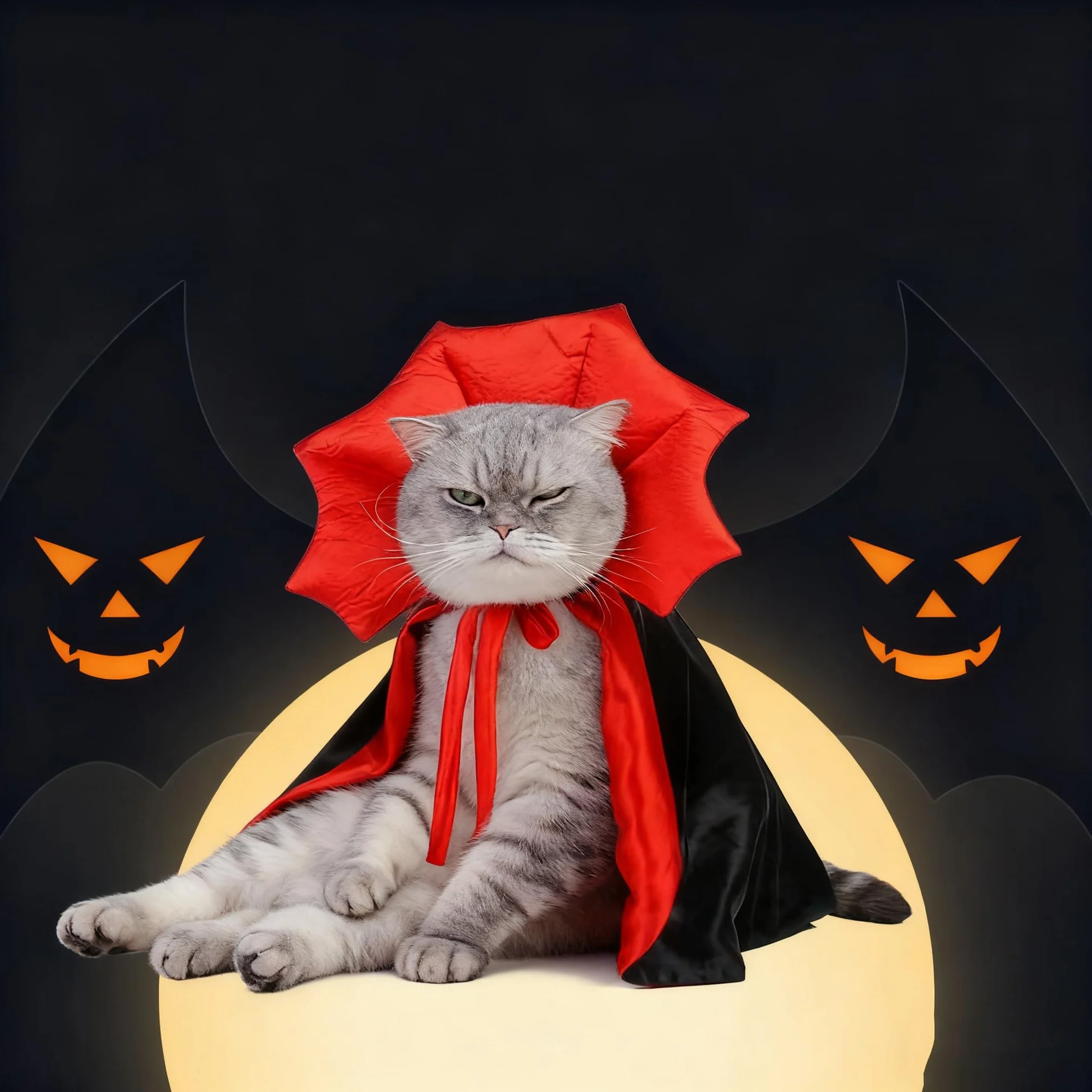 Kostium kota na Halloween, peleryna dla zwierząt z kapeluszem