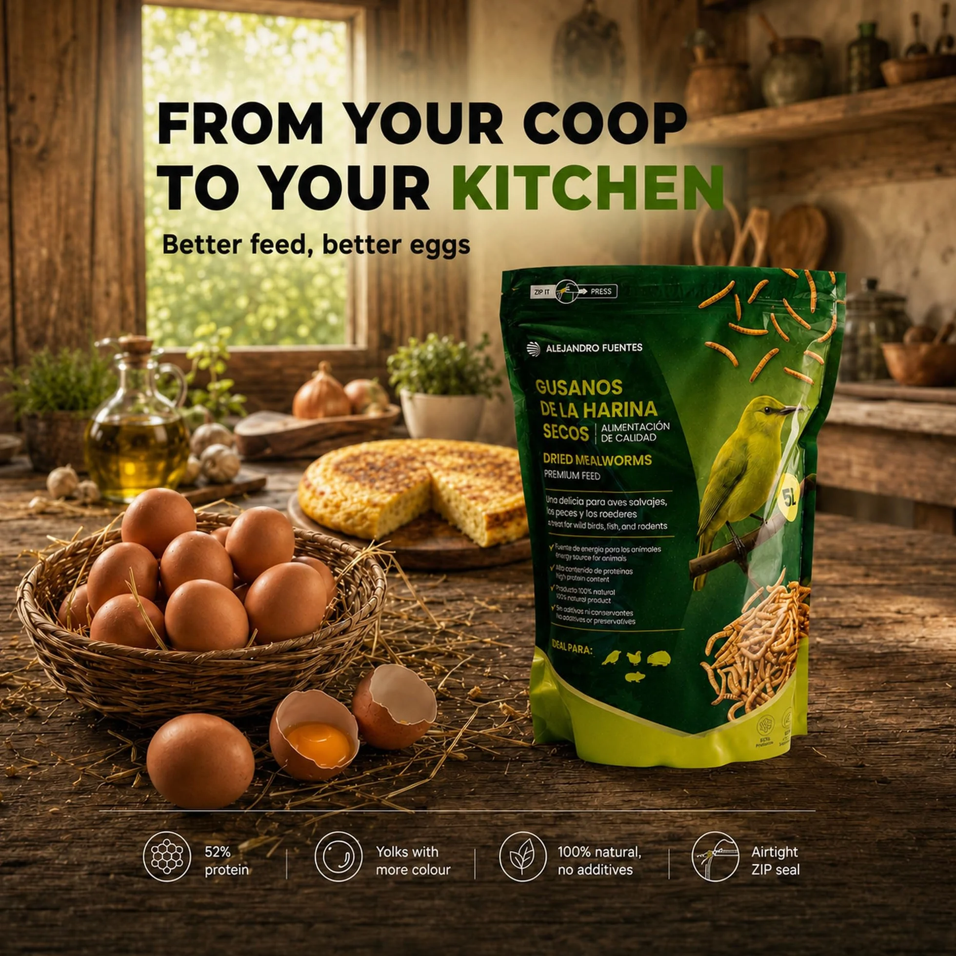 Naturalna karma dla ptaków AF-4 l suszone mączniki 600 g dla kur i ryb
