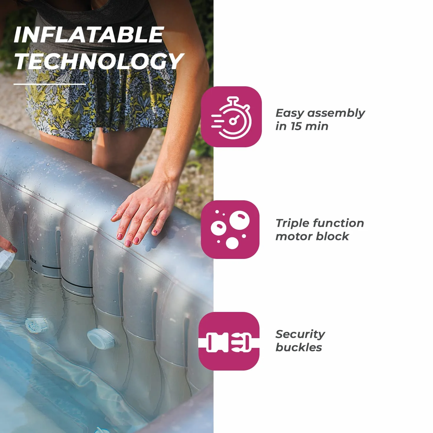 Netspa Spa Gonflable Nadmuchiwane Spa, Czarny, 650 l