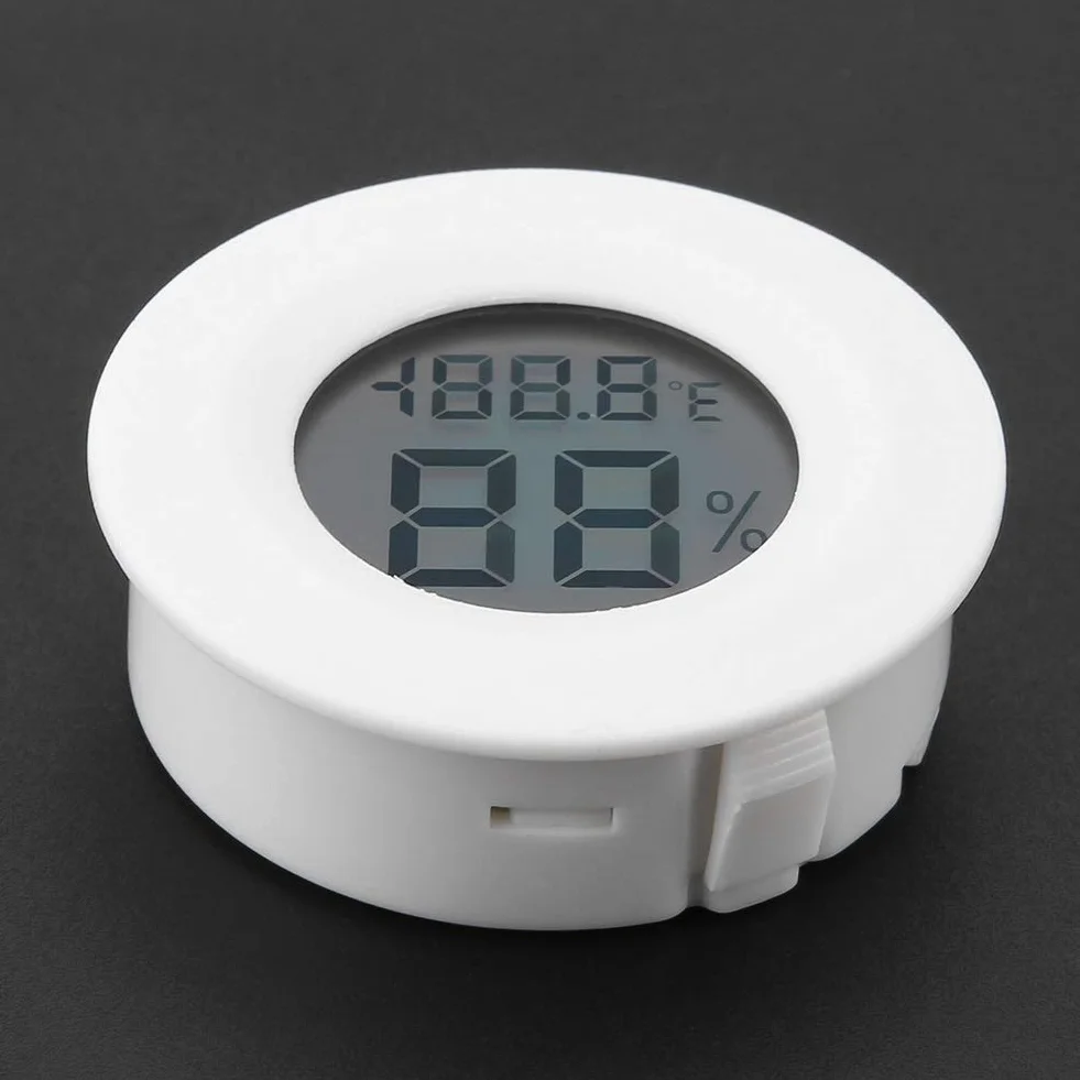 Yctze Mini Cyfrowy Termometr LCD Higrometr, Okrągły Miernik Wilgotności i Temperatury dla Brodatych Smoków, Gadów, Gekonów Czubatych, Wiwarium i Terrarium, Akcesoria do Węży (#02)