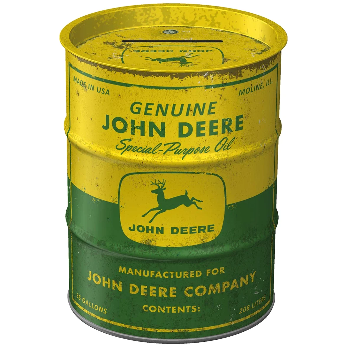 Nostalgic-Art Retro skarbonka, 600 ml, John Deere – Special Purpose Oil – Pomysł na prezent dla miłośników traktorów, Official License Product (OLP), metalowa skarbonka, Styl vintage