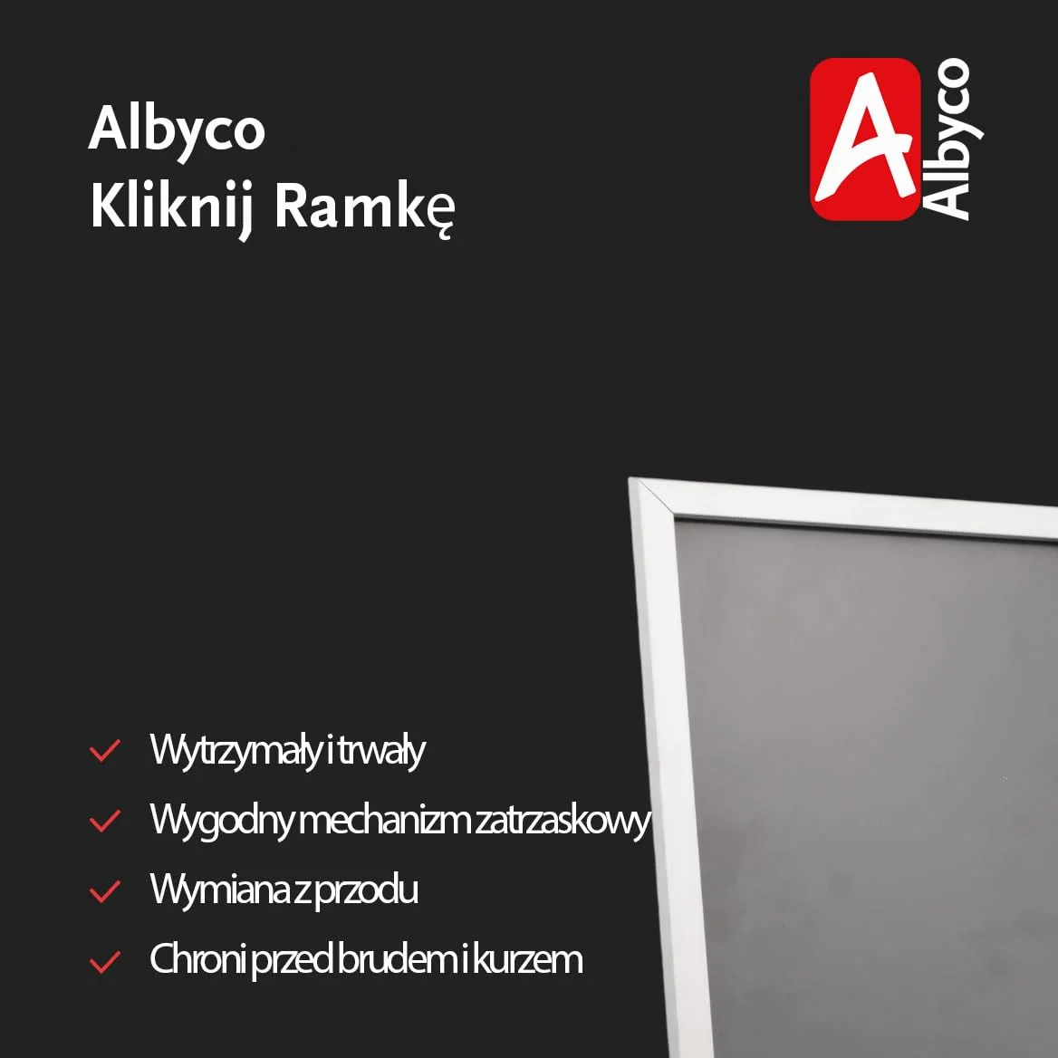 Albyco - Ramka Na Zdjęcia A4 - Ramki Nazdjecie, Ramce, Ramka do Zdjęć, Ramka A4-22 x 29,7 cm - Grubość Ramy 20 mm - Kolor: Czarny - Do Zdjęć, Plakatów i Obrazów