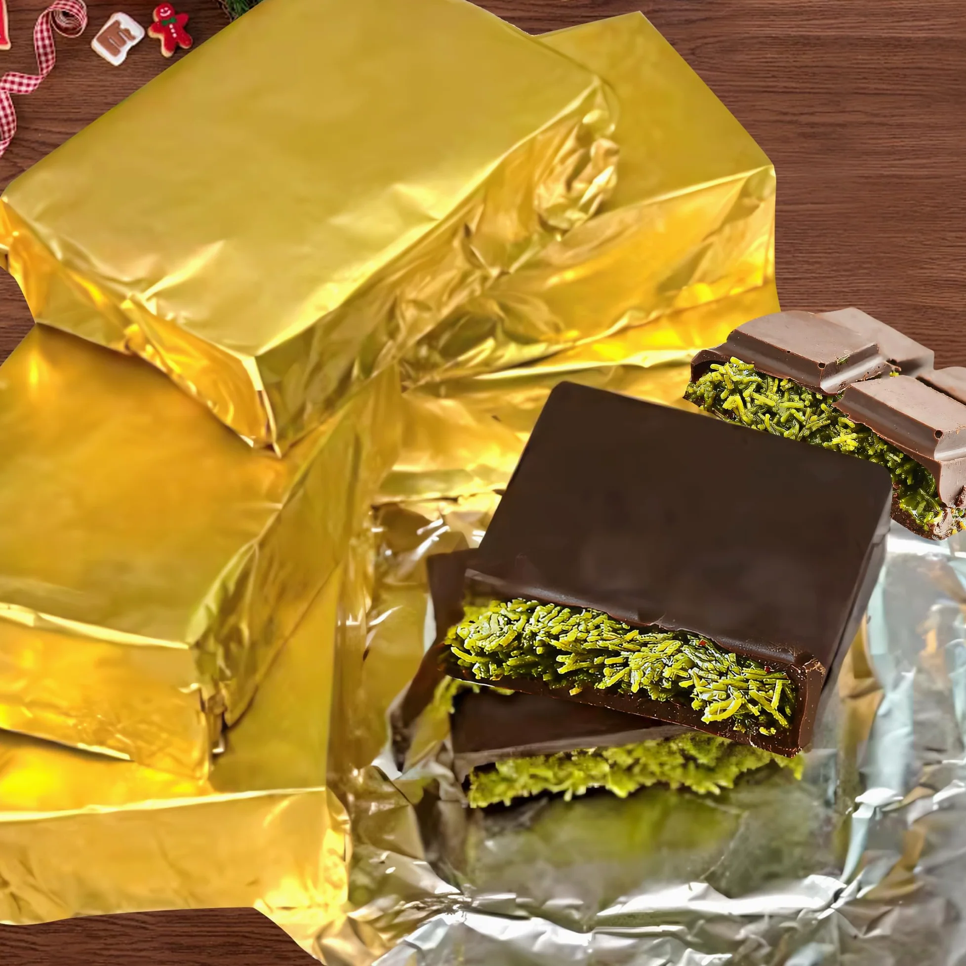 100 sztuk folii papierowej, folia aluminiowa, opakowanie czekoladowe, do samodzielnego wykonania, czekolady, słodyczy i pralinek, papier do pakowania prezentów 20 x 20 cm