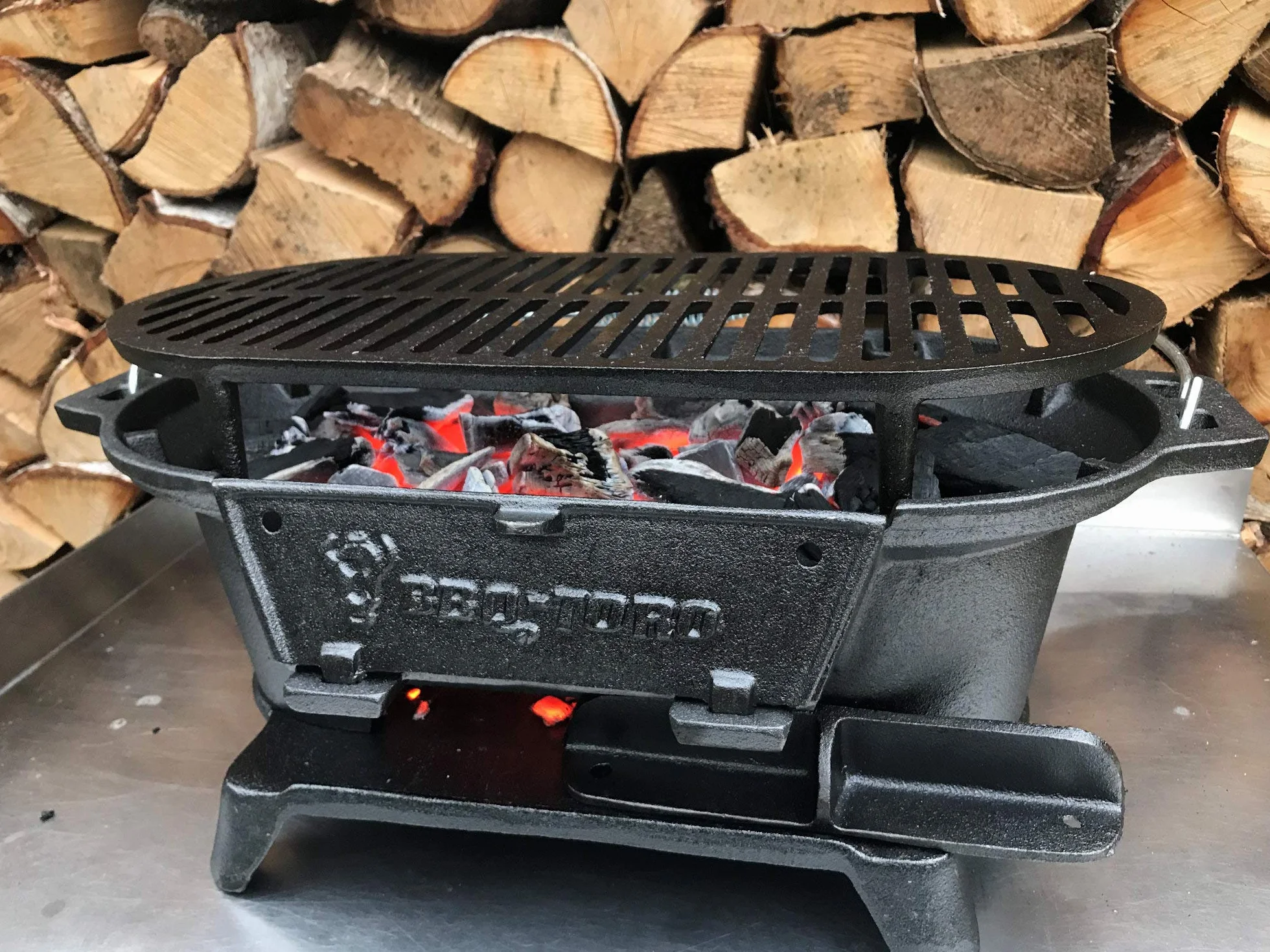 BBQ-Toro żeliwny garnek do grillowania z rusztem do grillowania, 50 x 25 x 23 cm, styl Hibachi, grill kempingowy