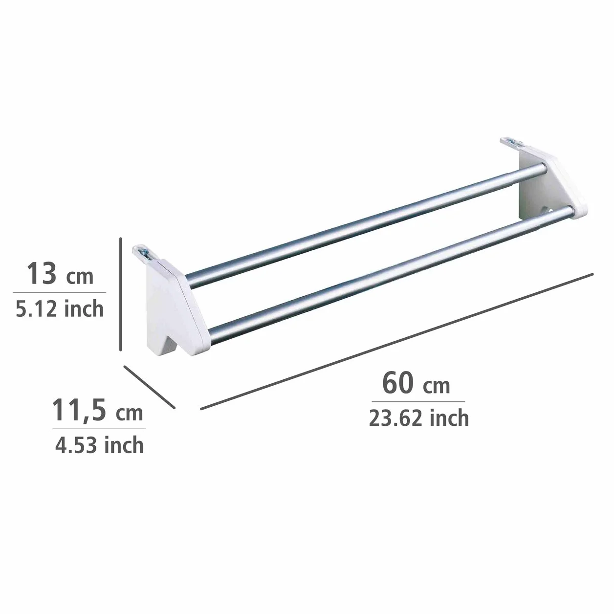 WENKO Suszarka do ubrań Twin, aluminium, 60 x 13 x 11,5 cm, aluminium