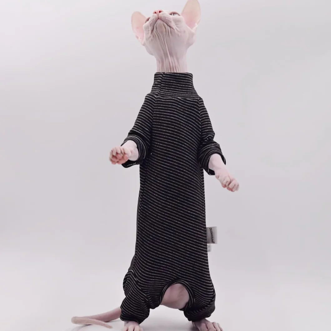 Bezwłosy ubranka dla kotów z czterema nogami, aksamitna, ciepła, jesienno-zimowa odzież dla kota Sfinksa, kot Devon Rex, Cornish (M)
