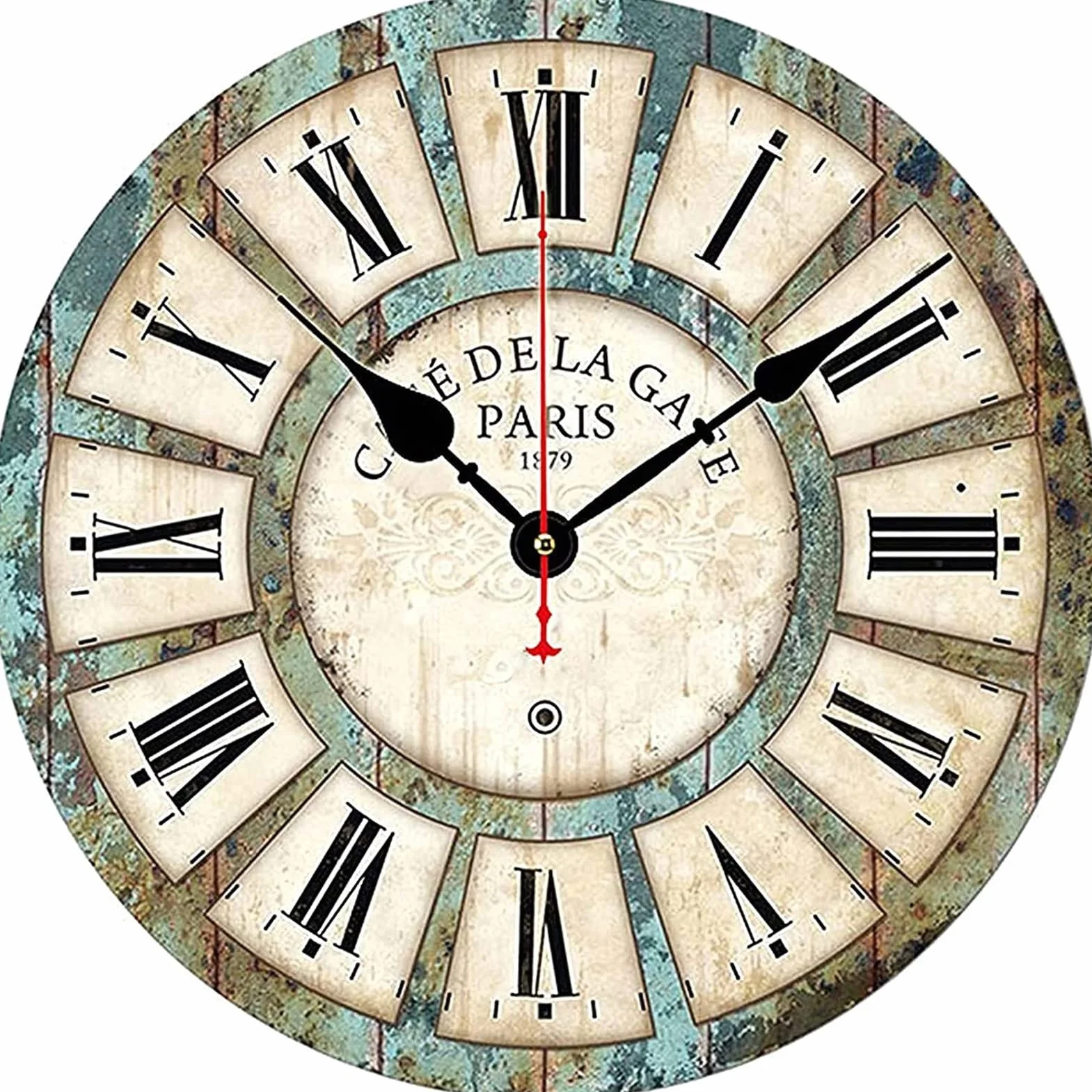 Zewnętrzny zegar ścienny 30 cm wodoodporny zegar ogrodowy z cyframi rzymskimi wyświetlacz retro styl shabby drewniany cichy zegar ścienny na patio dekoracja zegar ścienny (kolor: A)