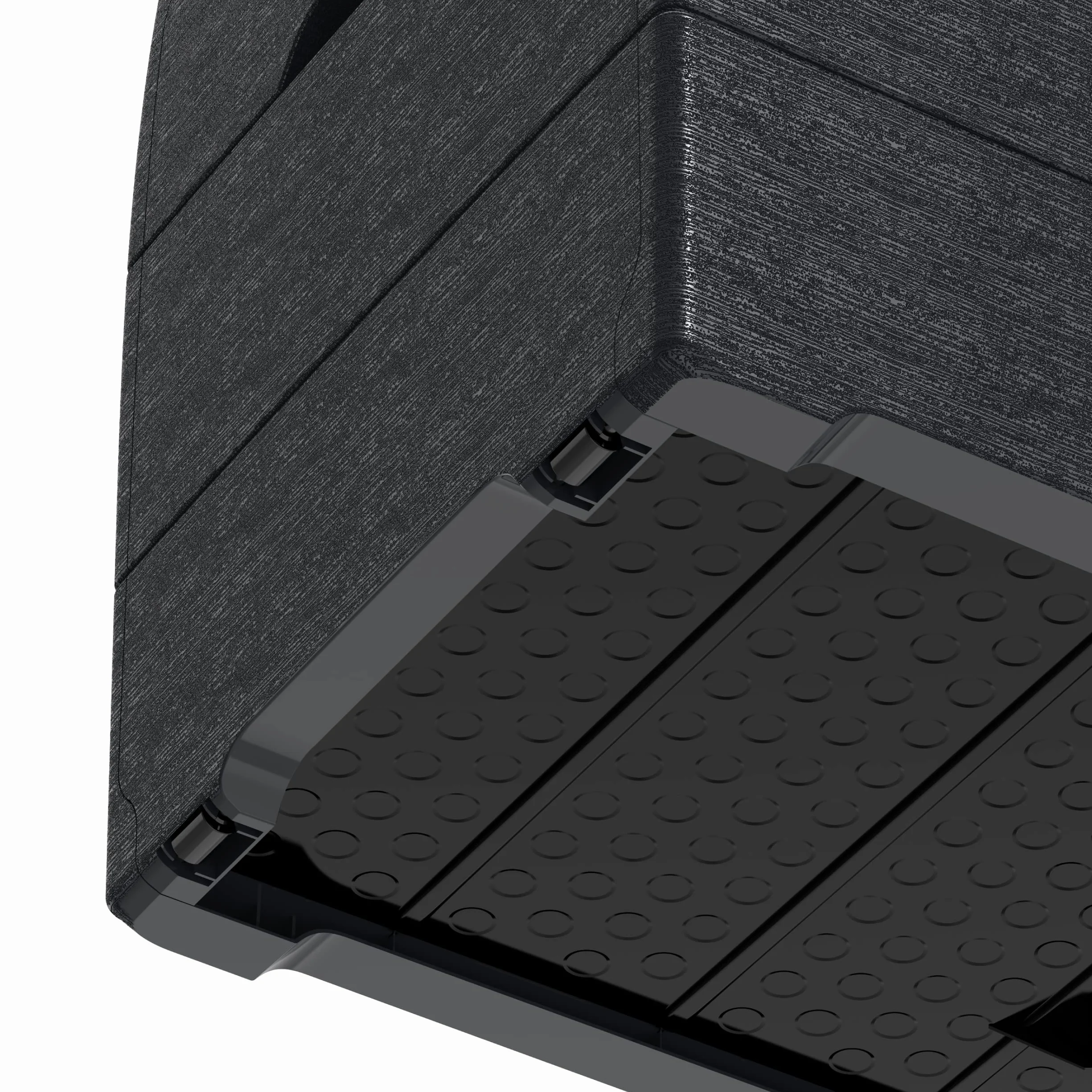 Duramax Cedargrain Durabox 270 litrów/71 galonów pojemnik do przechowywania, Organizer na meble ogrodowe, plastikowe pudełko na poduszki, pudełko na patio, ciemnoszary